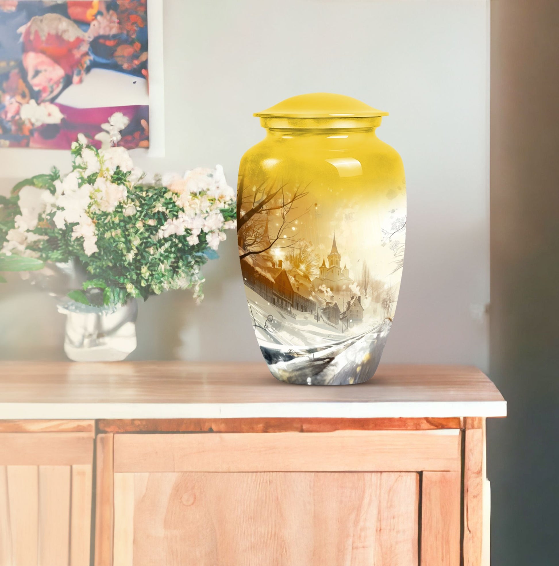 10-inch Snowflakes Urn for ashes