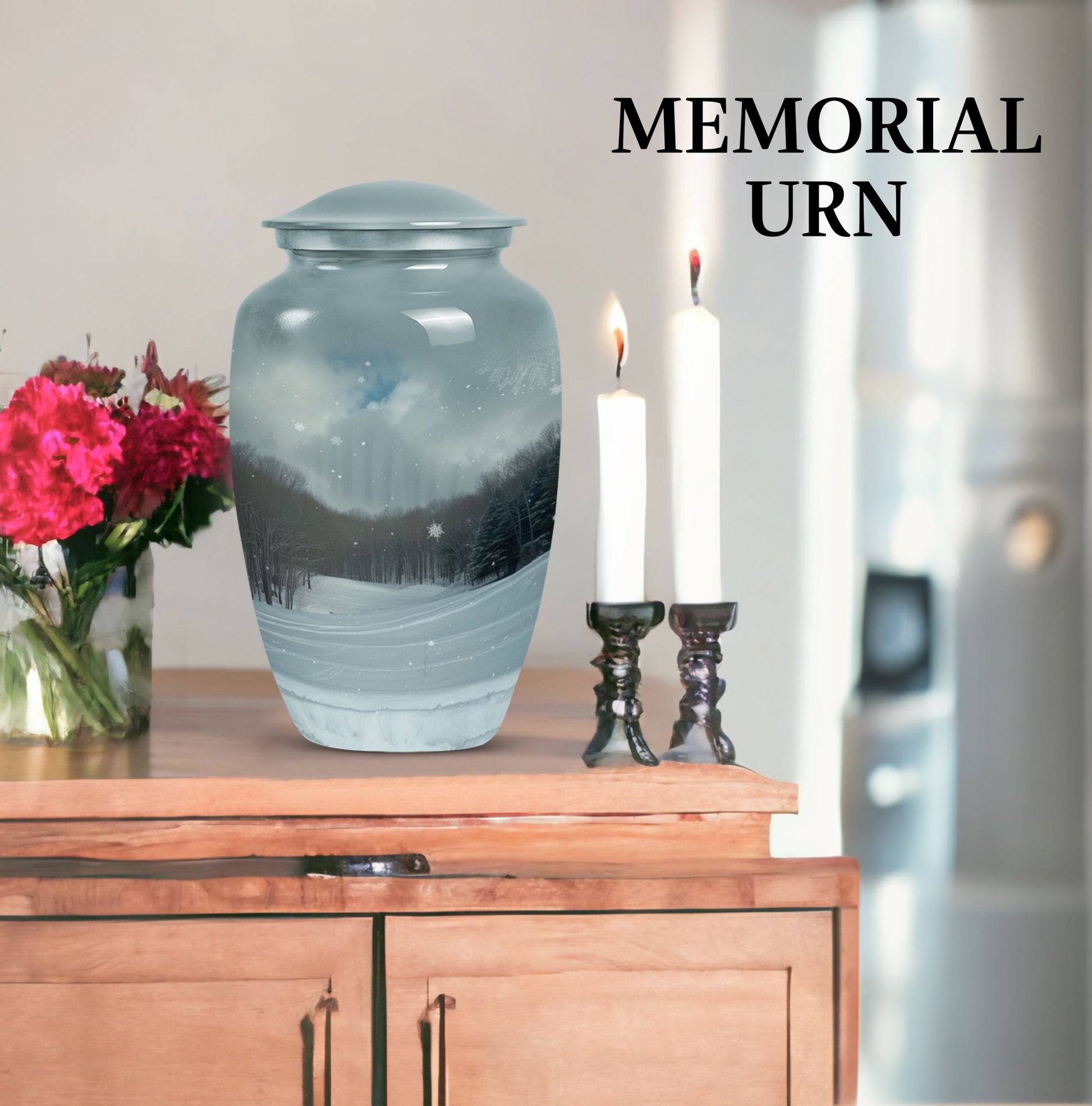 Classic 10-inch Snowflakes Urn for cremation ashes