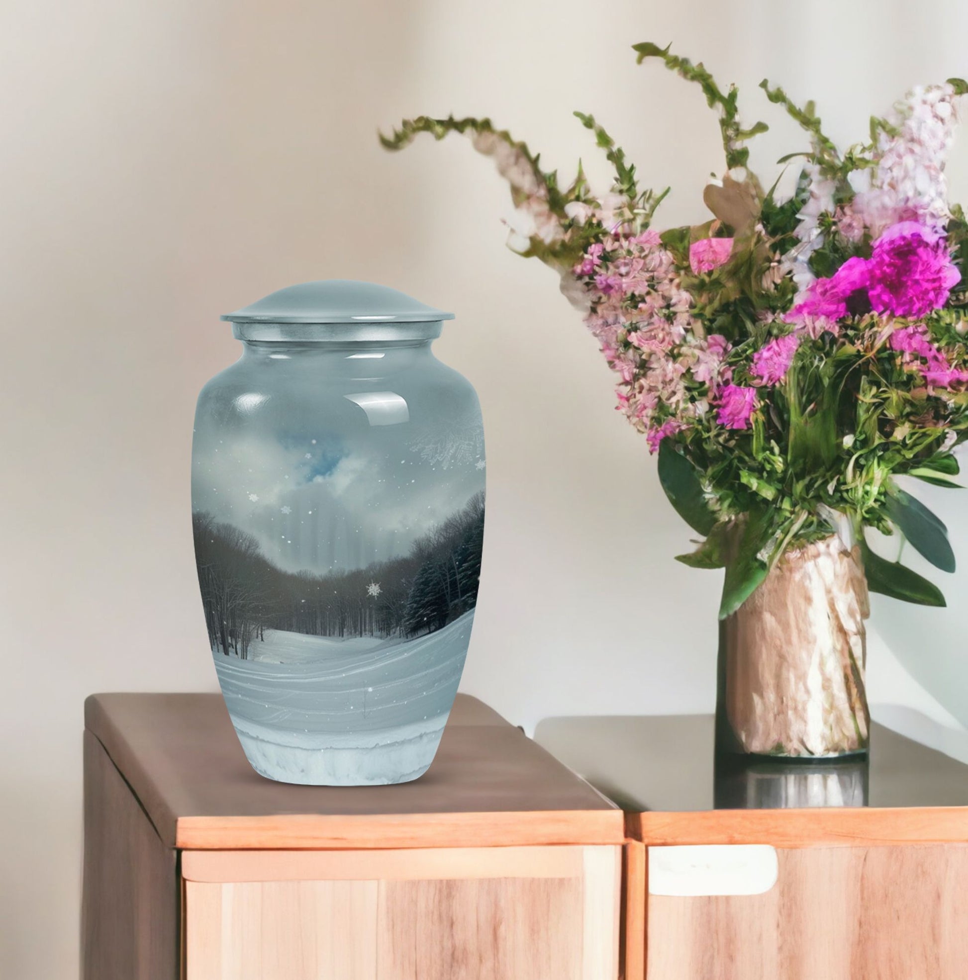 Classic 10-inch Snowflakes Urn for cremation ashes