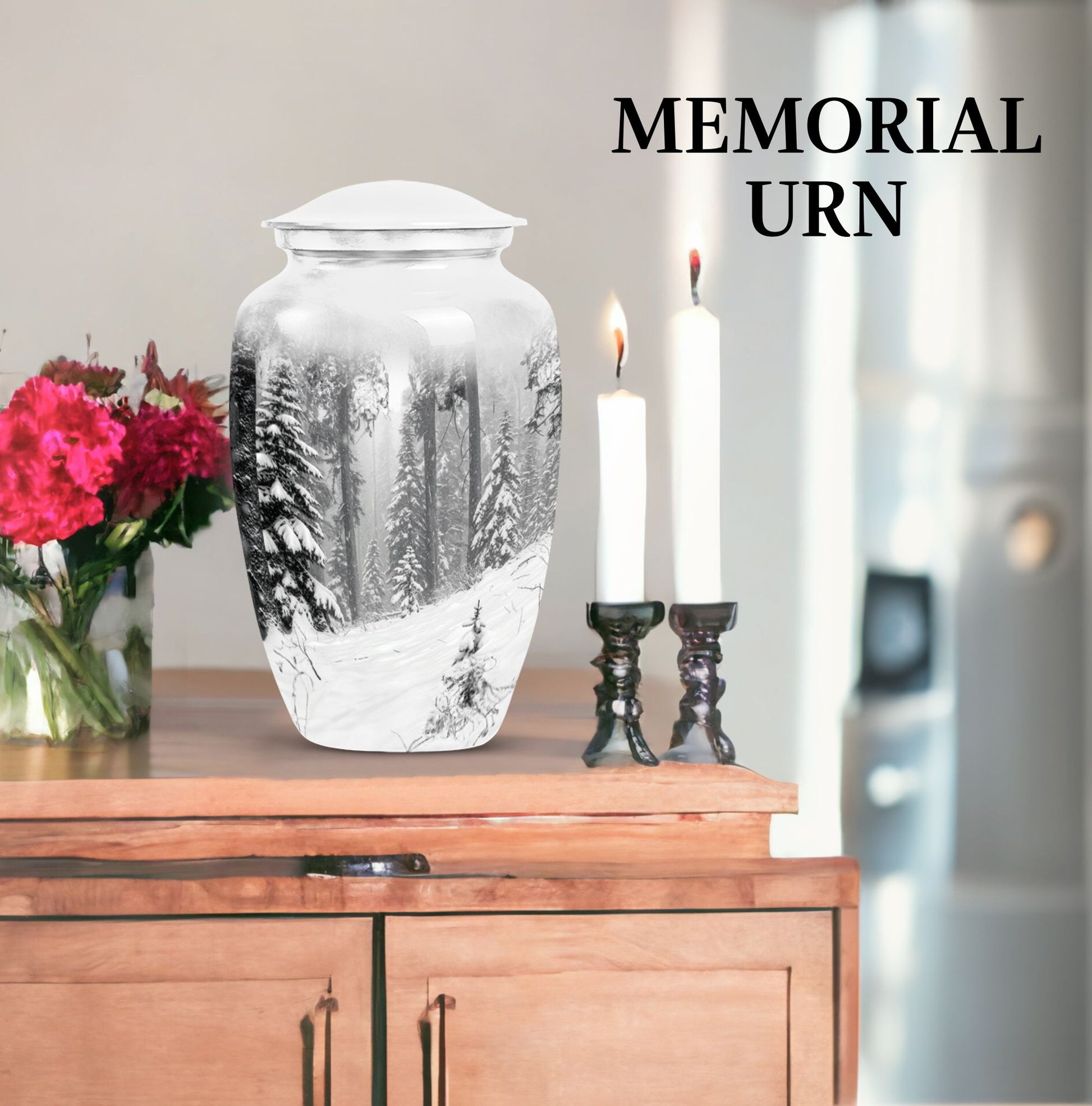 Handcrafted Snowflakes memorial urn for ashes.