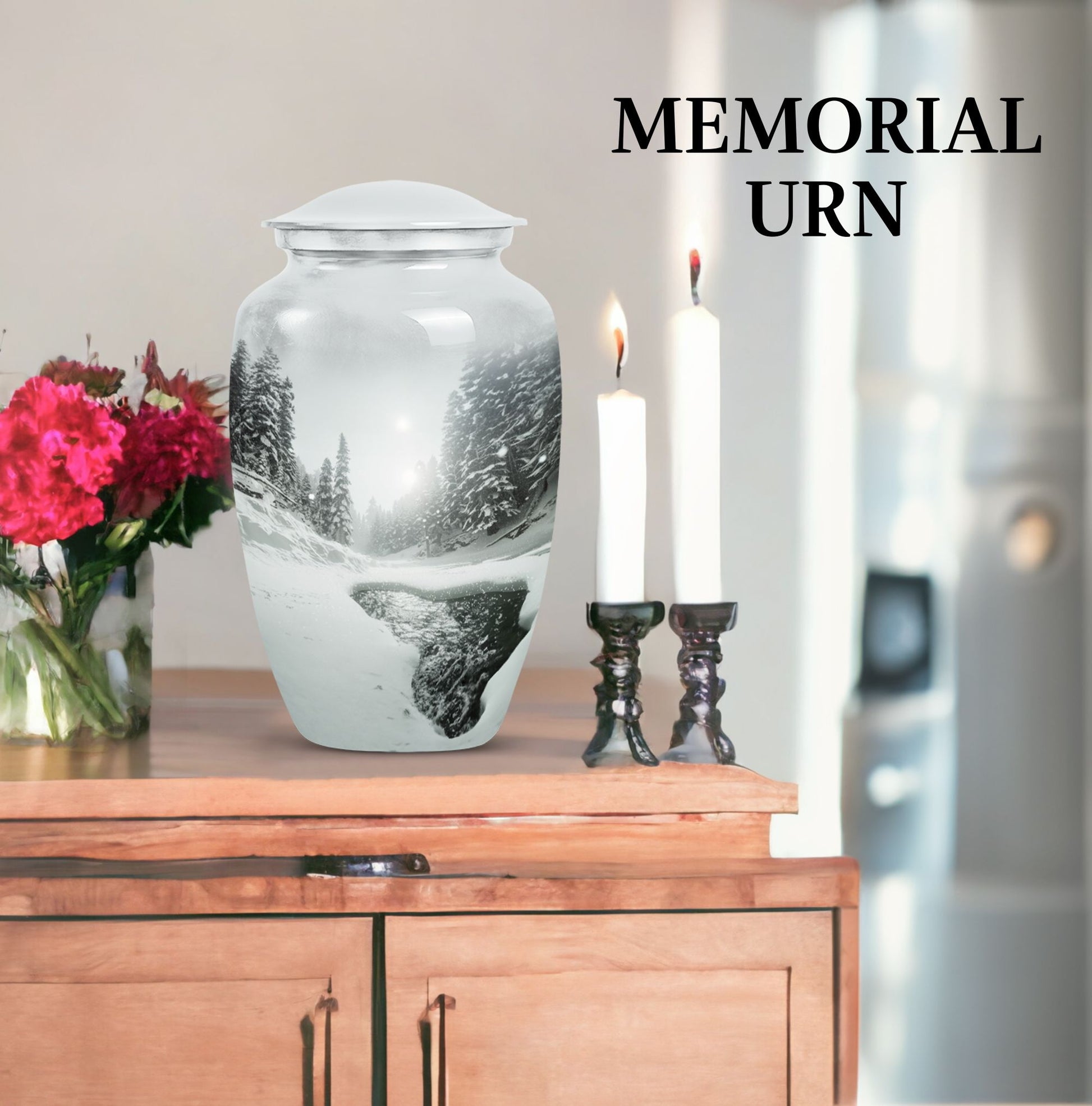 Classic 10-inch Snowflakes Urn for human ashes