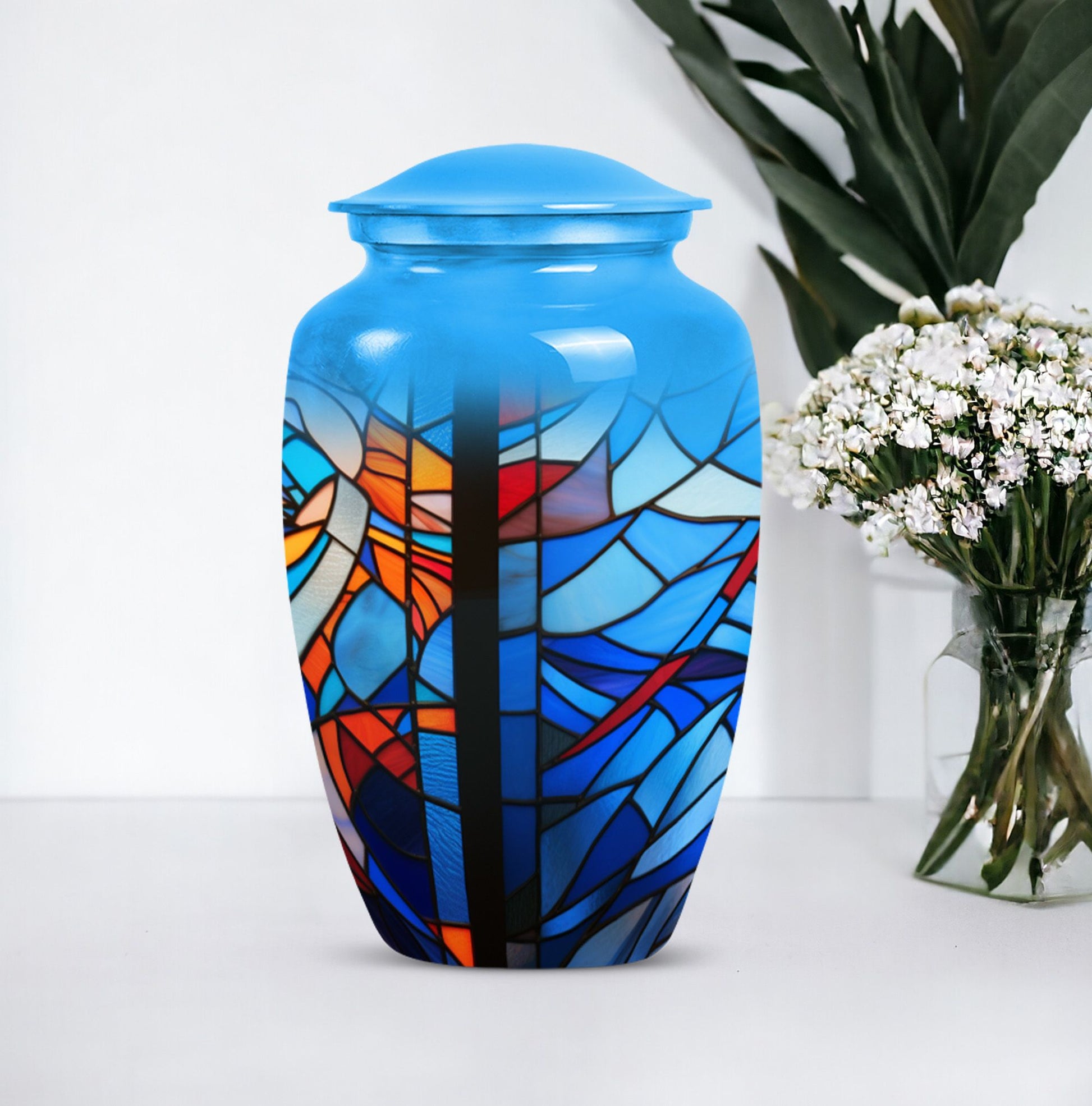 Stained glass urn for female ashes