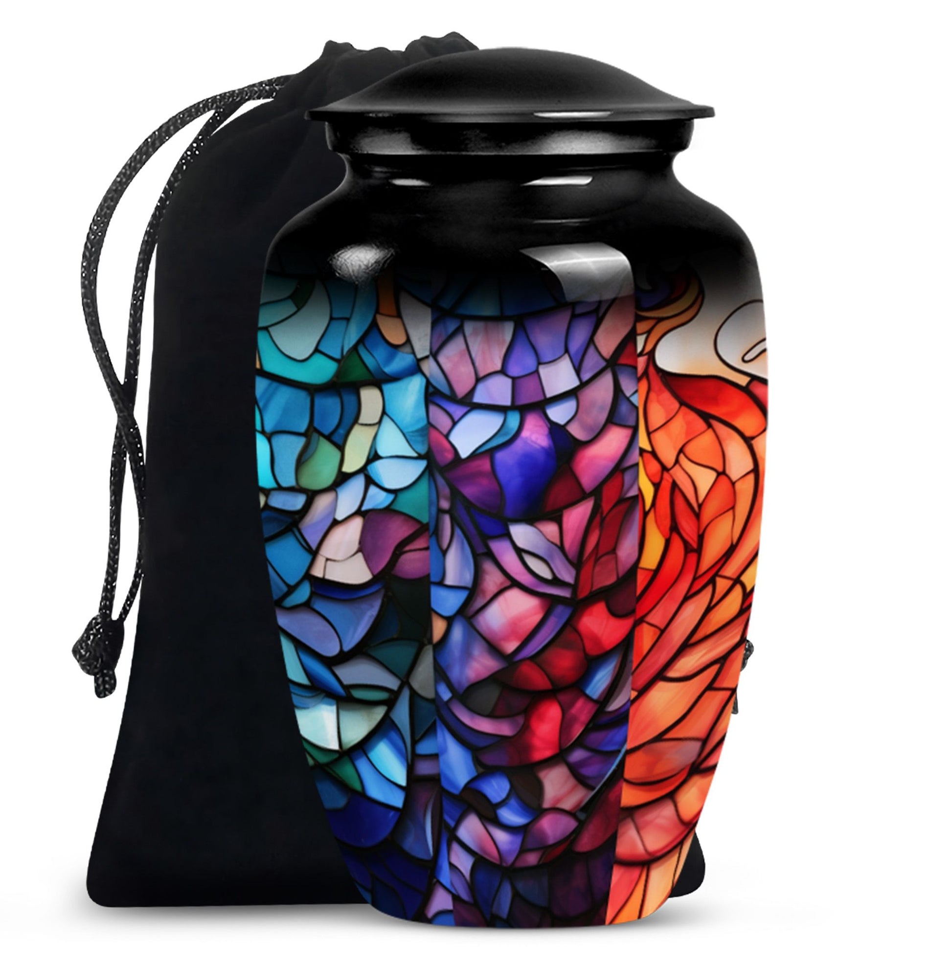 10 inch classic stained glass urn,.