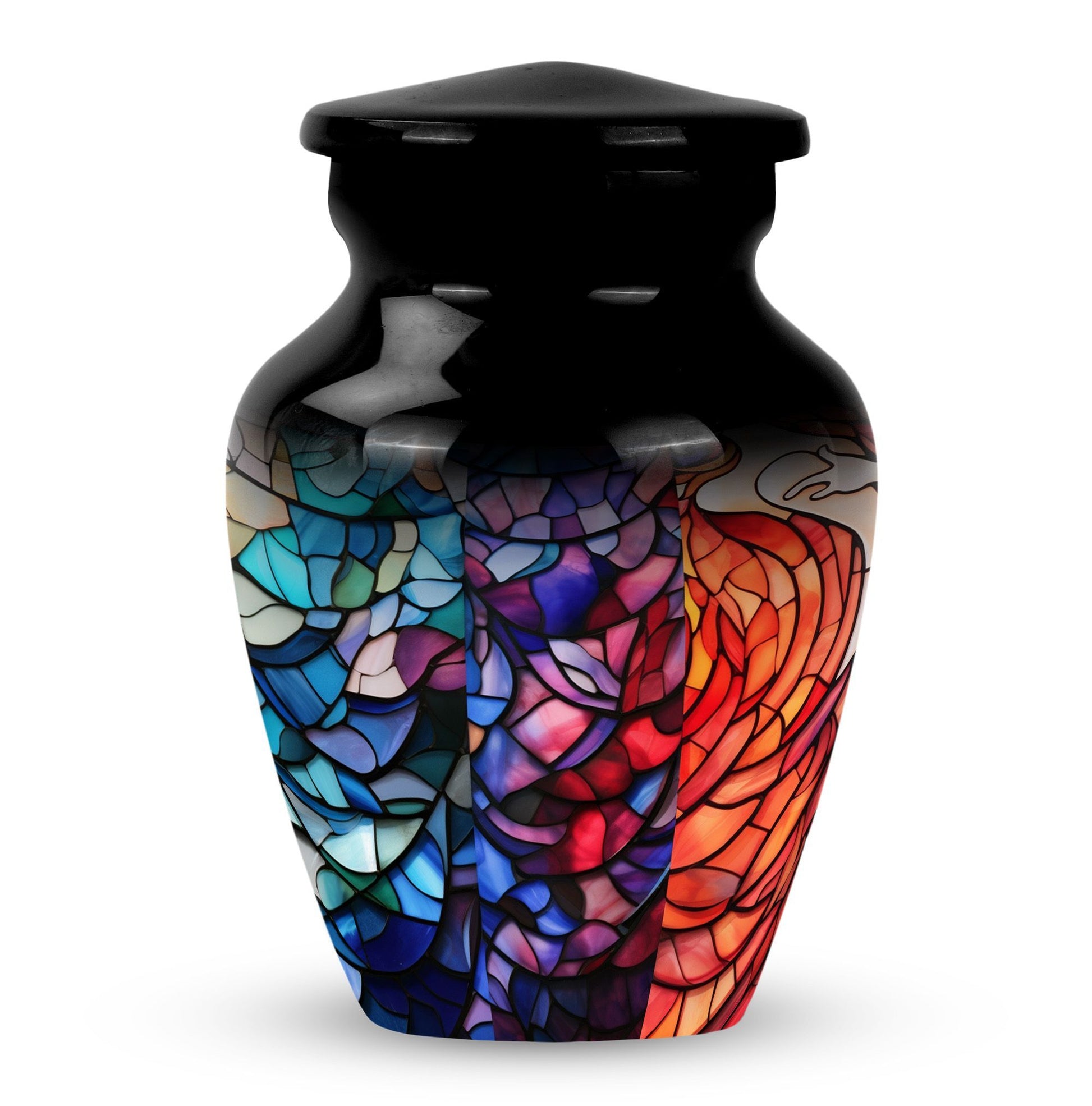 10 inch classic stained glass urn,.