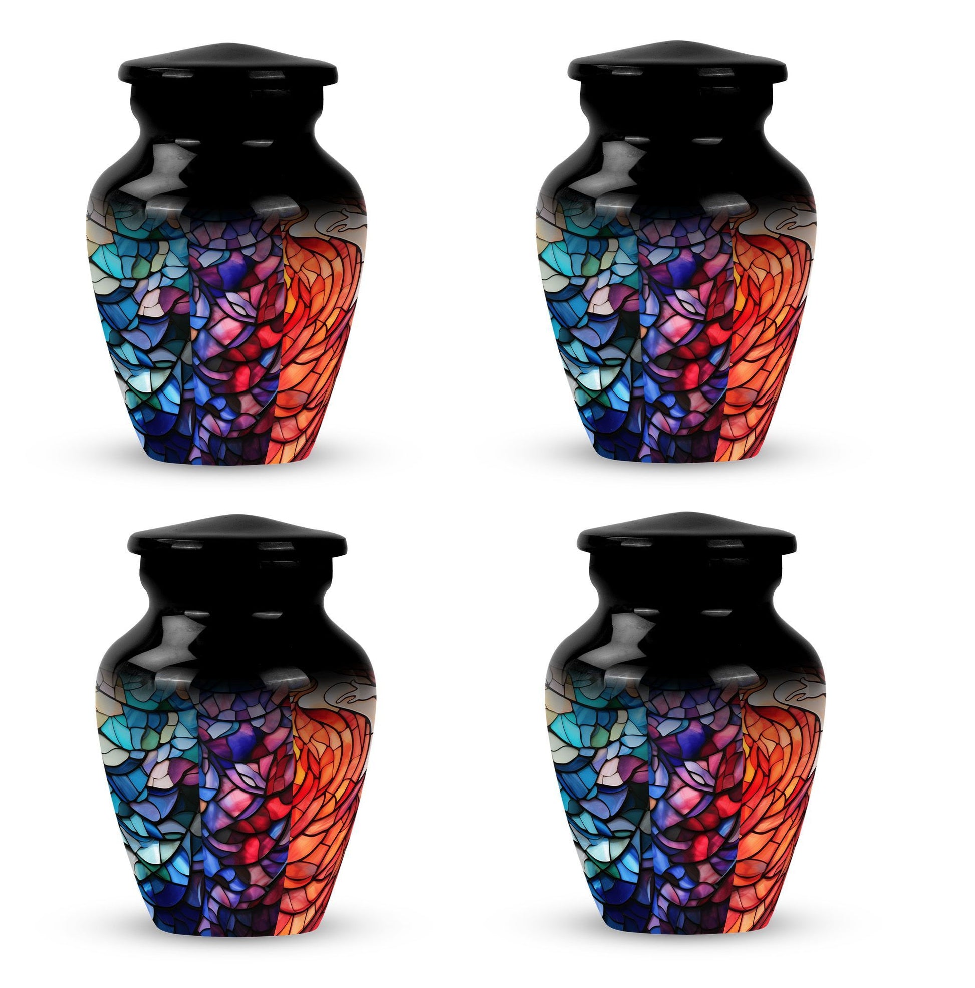 10 inch classic stained glass urn,.