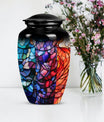 10 inch classic stained glass urn,.