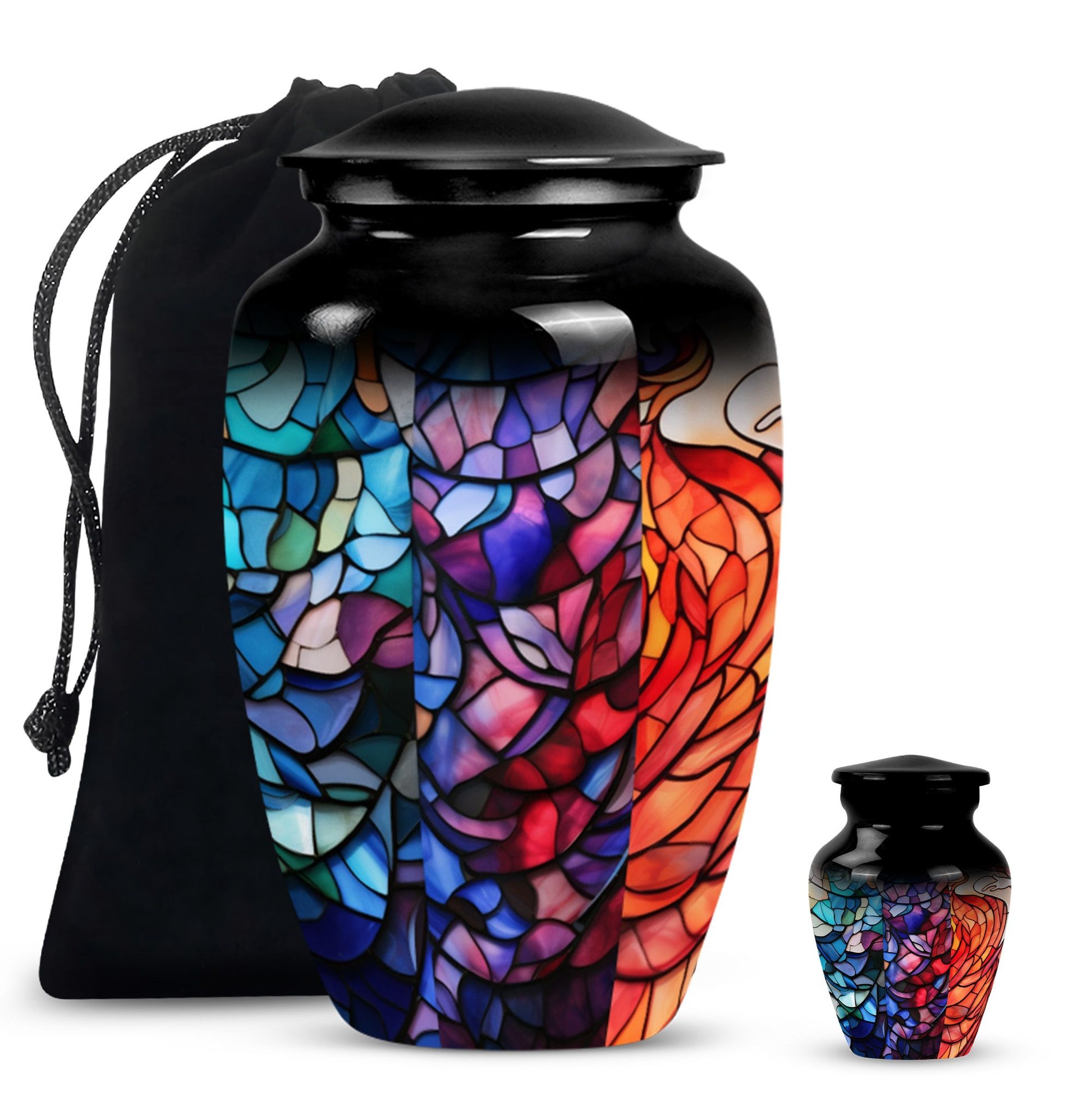 10 inch classic stained glass urn,.