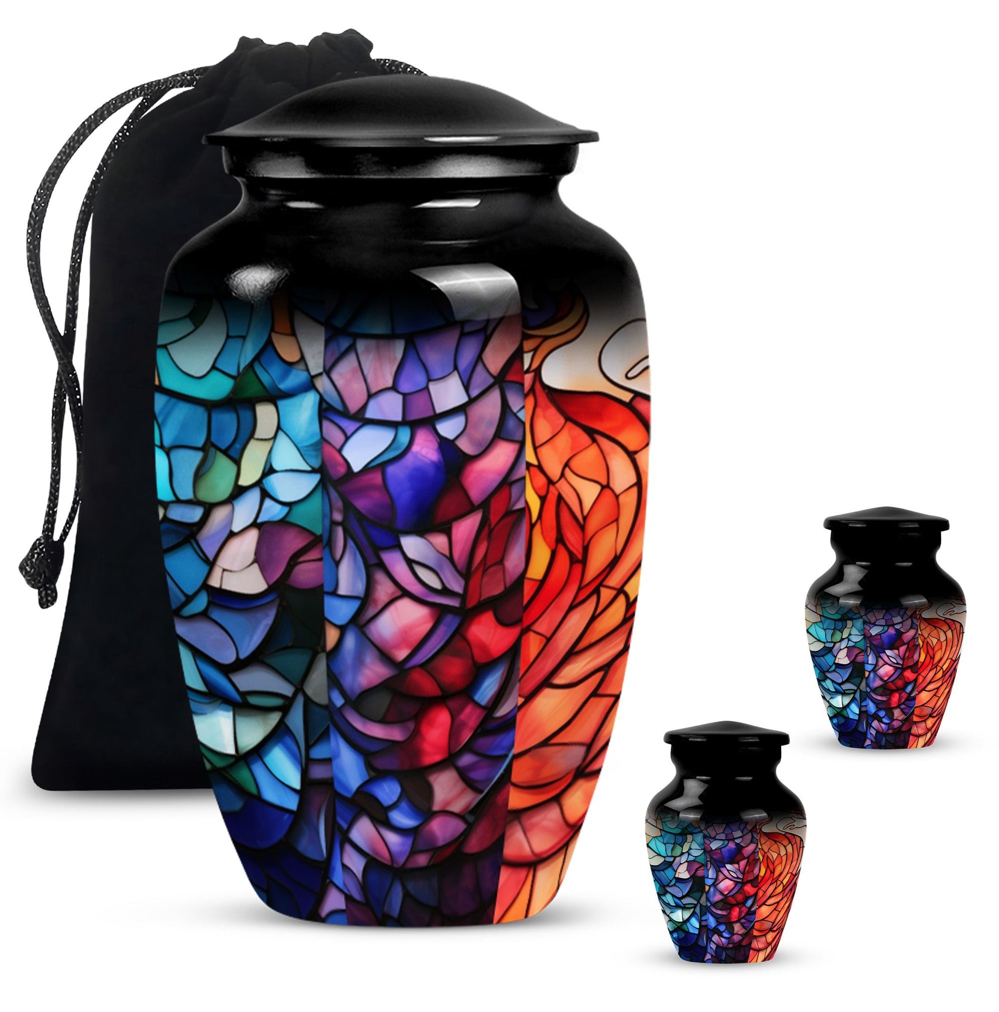 10 inch classic stained glass urn,.