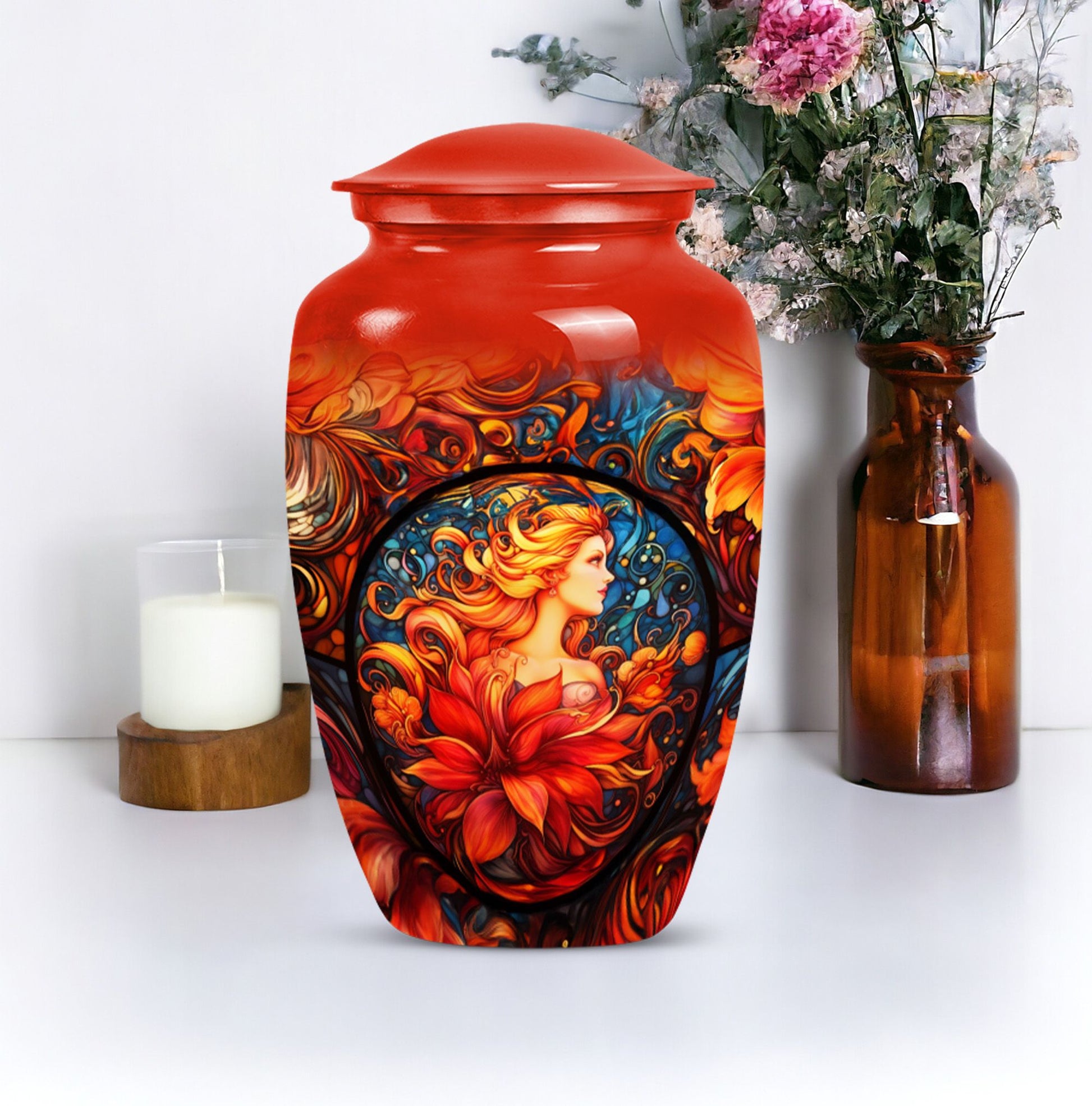 10-inch stained glass Classic urn for cremation ashes