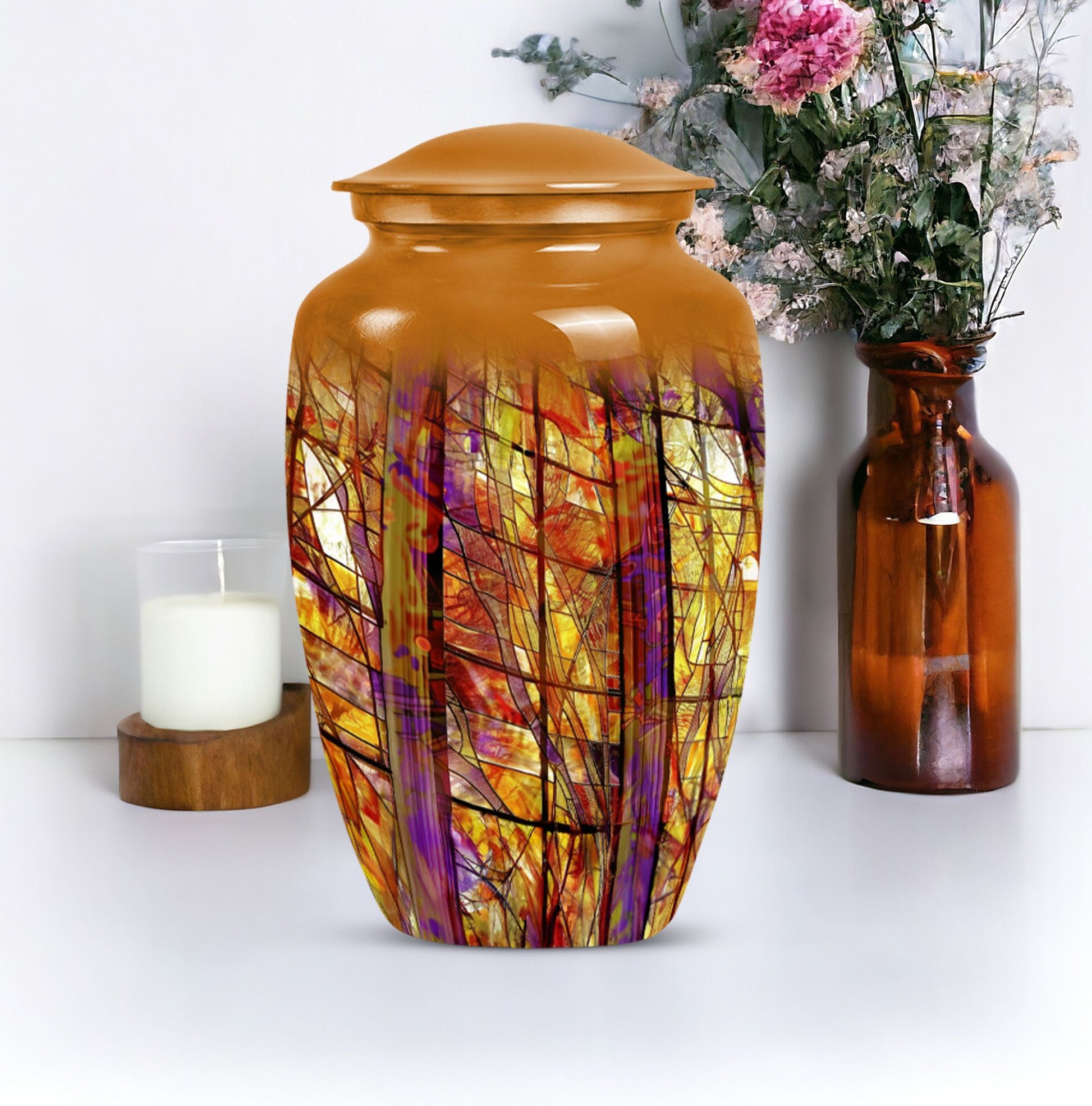 10-inch classic stained glass urn for cremation ashes