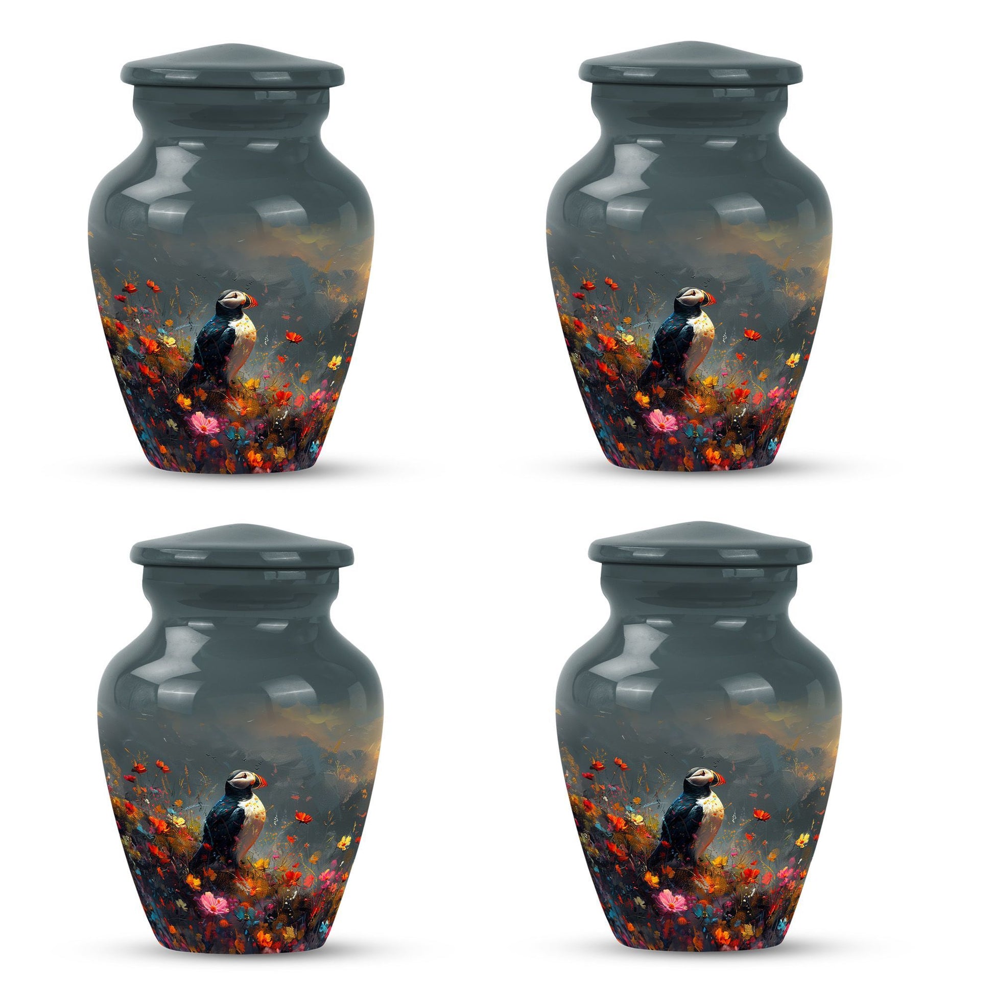 Puffin Bird urn for adult female cremation ashes.