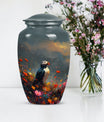 Puffin Bird urn for adult female cremation ashes.