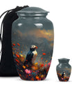 Puffin Bird urn for adult female cremation ashes.