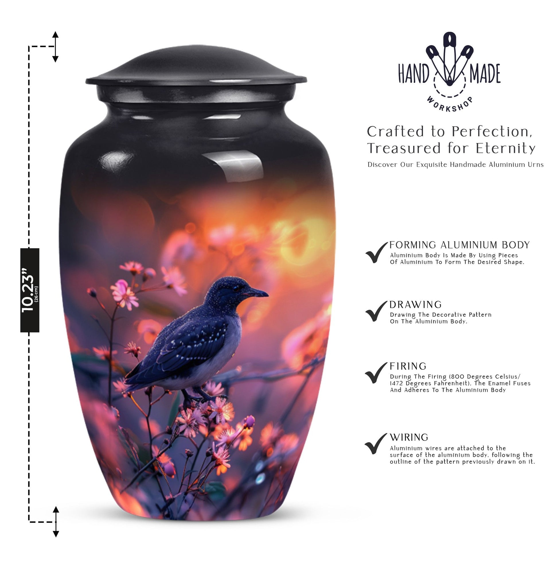 Classic 10-inch Puffin Bird-themed urn for burial ashes