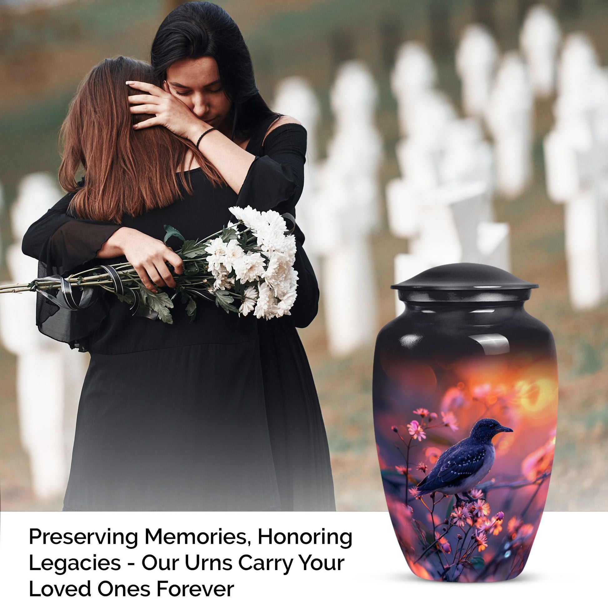 Classic 10-inch Puffin Bird-themed urn for burial ashes