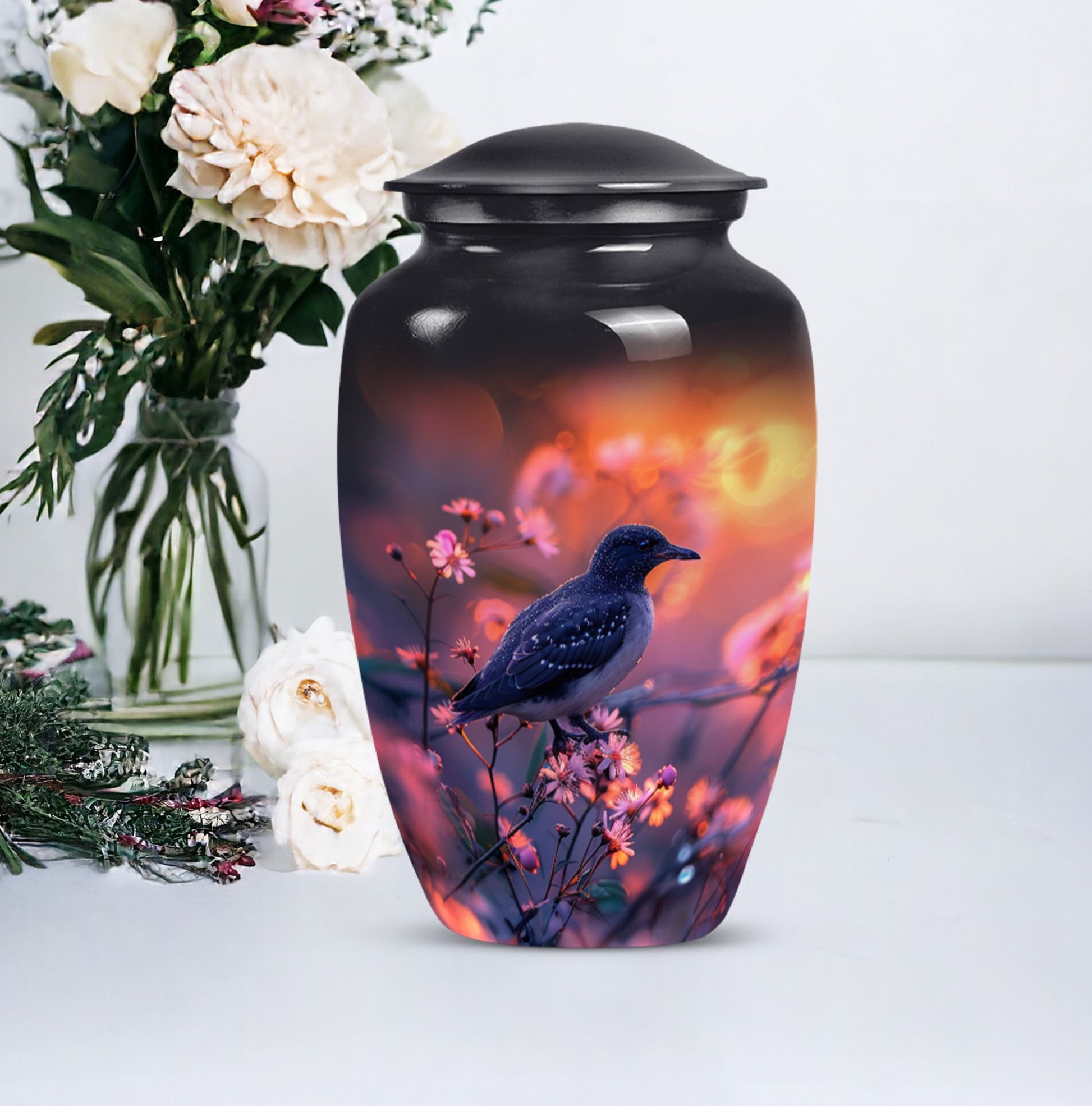 Classic 10-inch Puffin Bird-themed urn for burial ashes