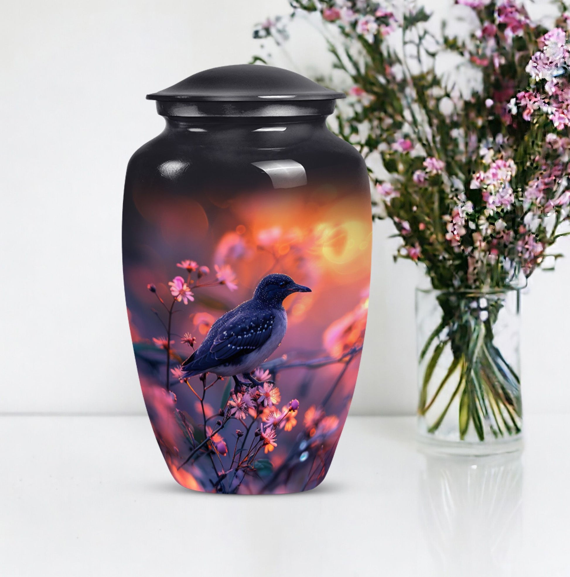 Classic 10-inch Puffin Bird-themed urn for burial ashes