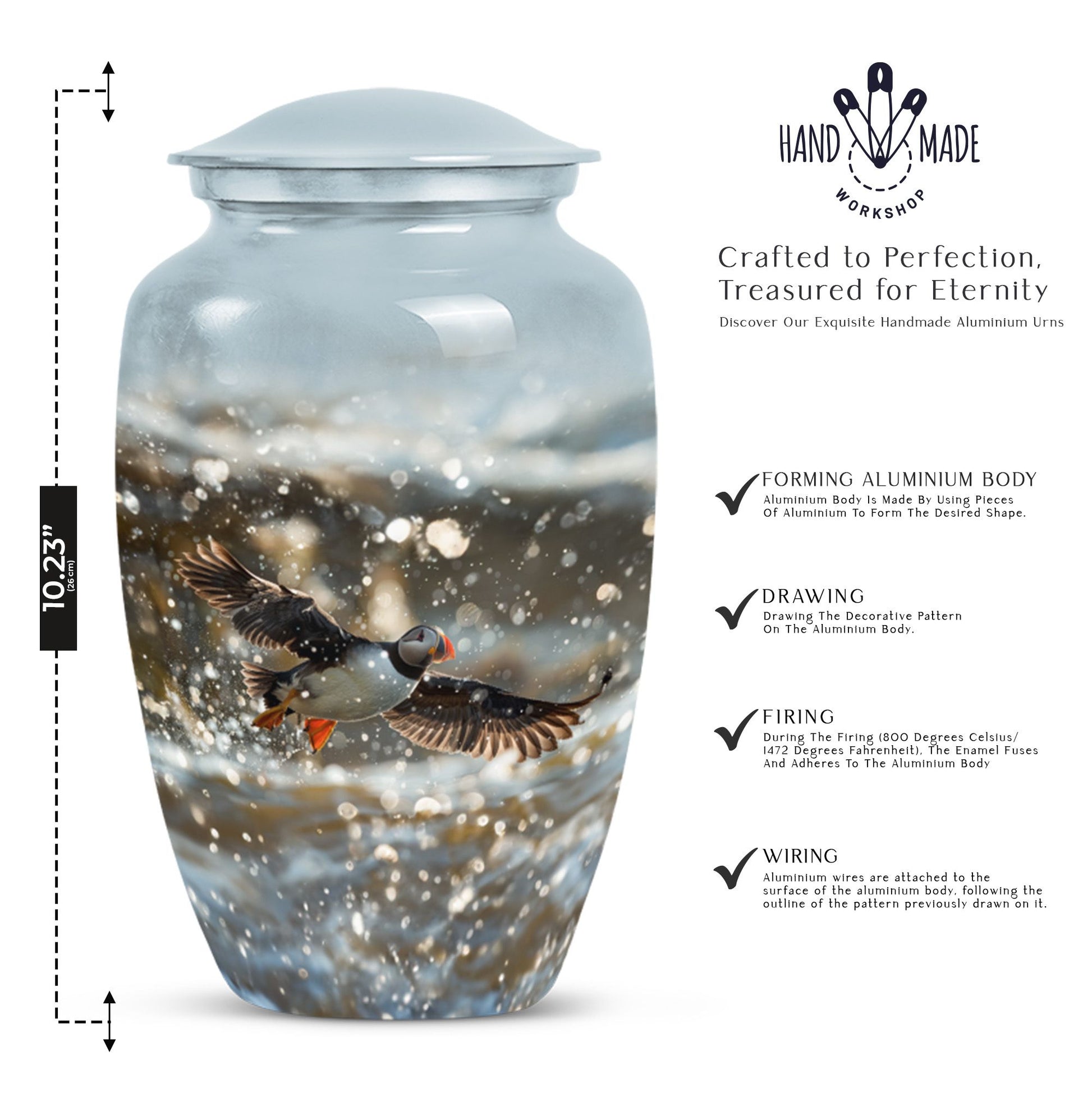 Puffin Bird Themed Classic Urn for human ashes