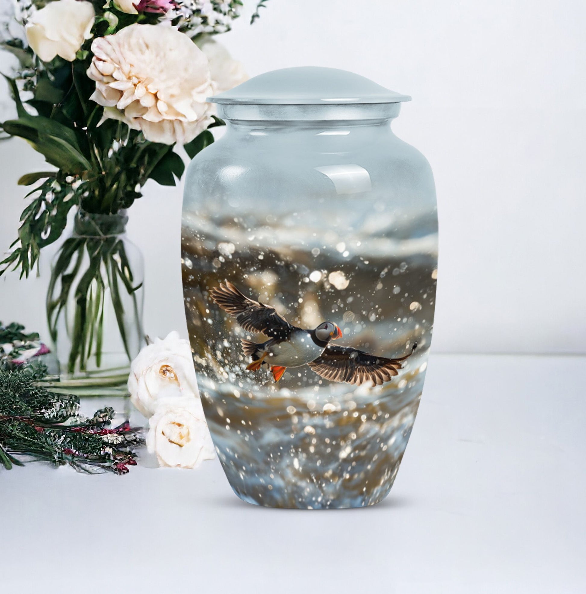 Puffin Bird Themed Classic Urn for human ashes