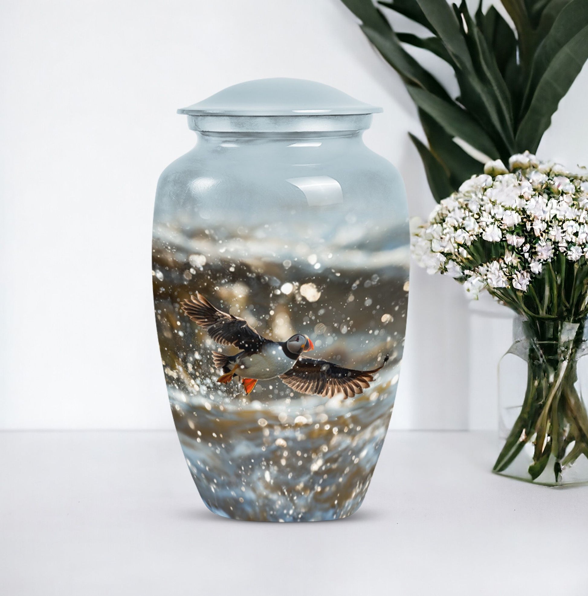 Puffin Bird Themed Classic Urn for human ashes