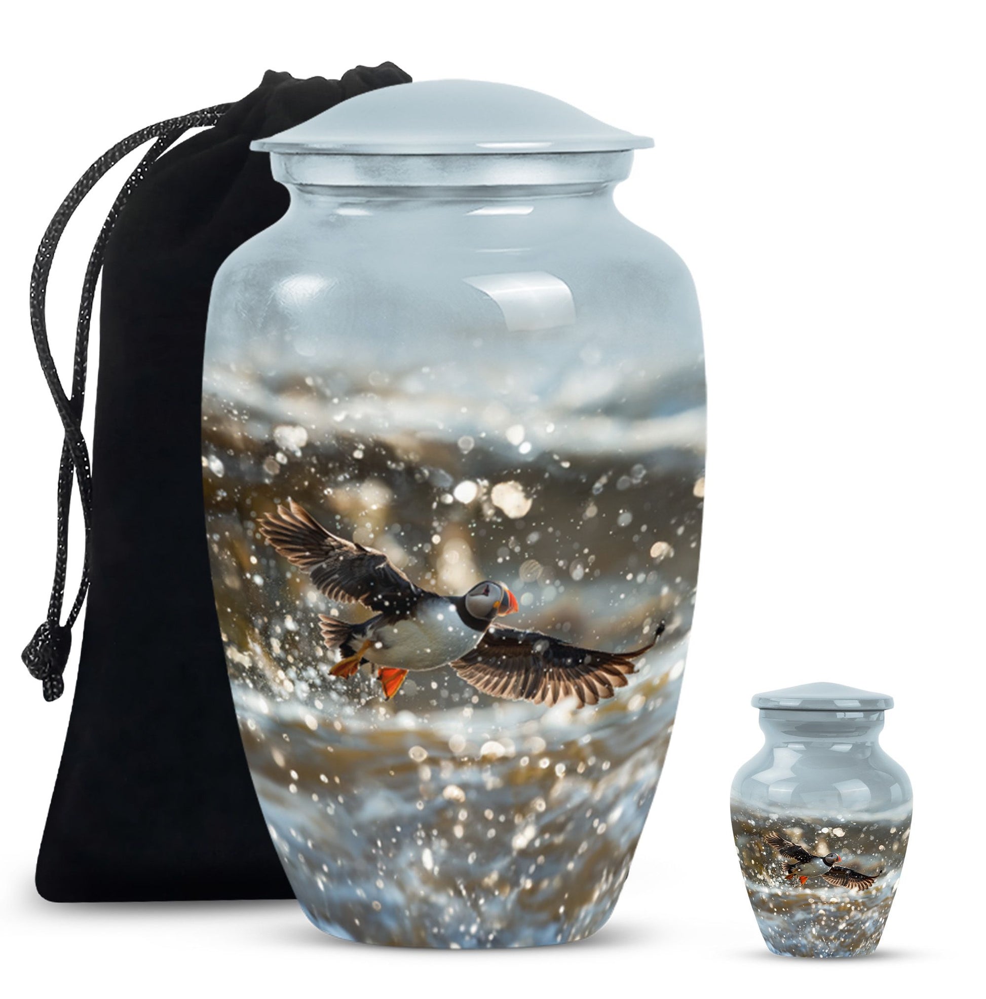 Puffin Bird Themed Classic Urn for human ashes