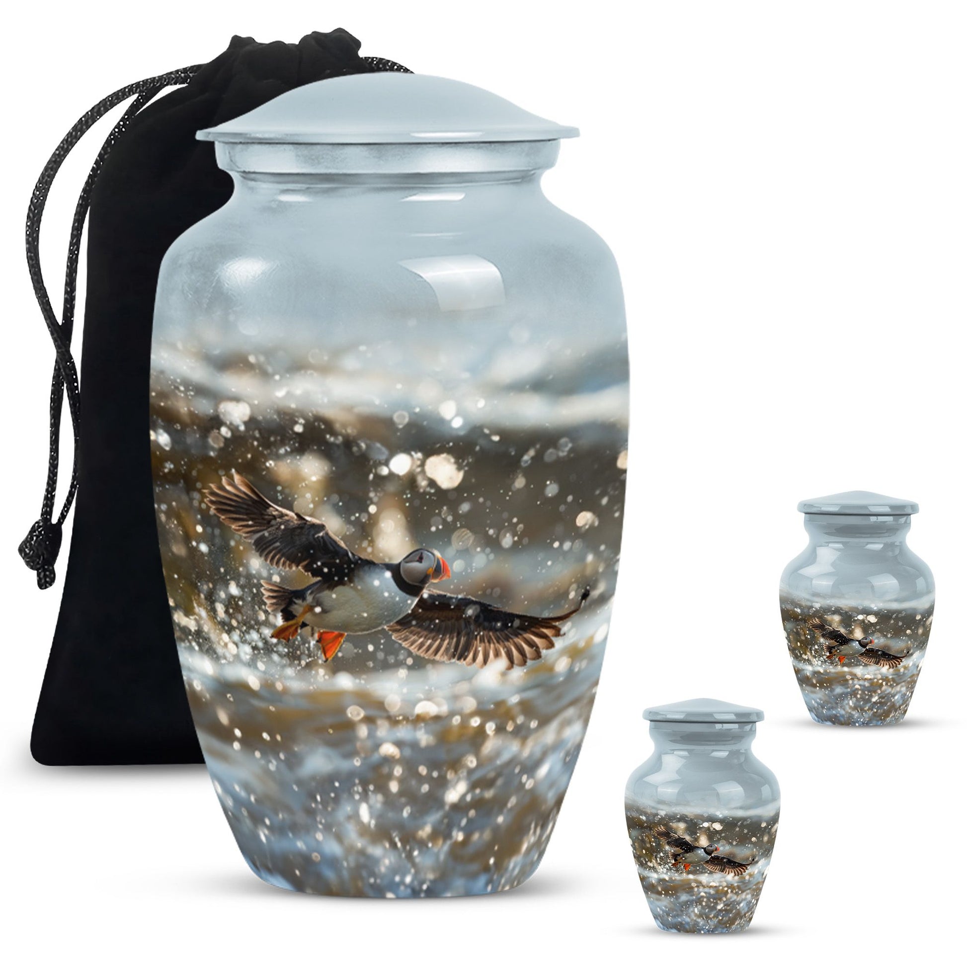 Puffin Bird Themed Classic Urn for human ashes