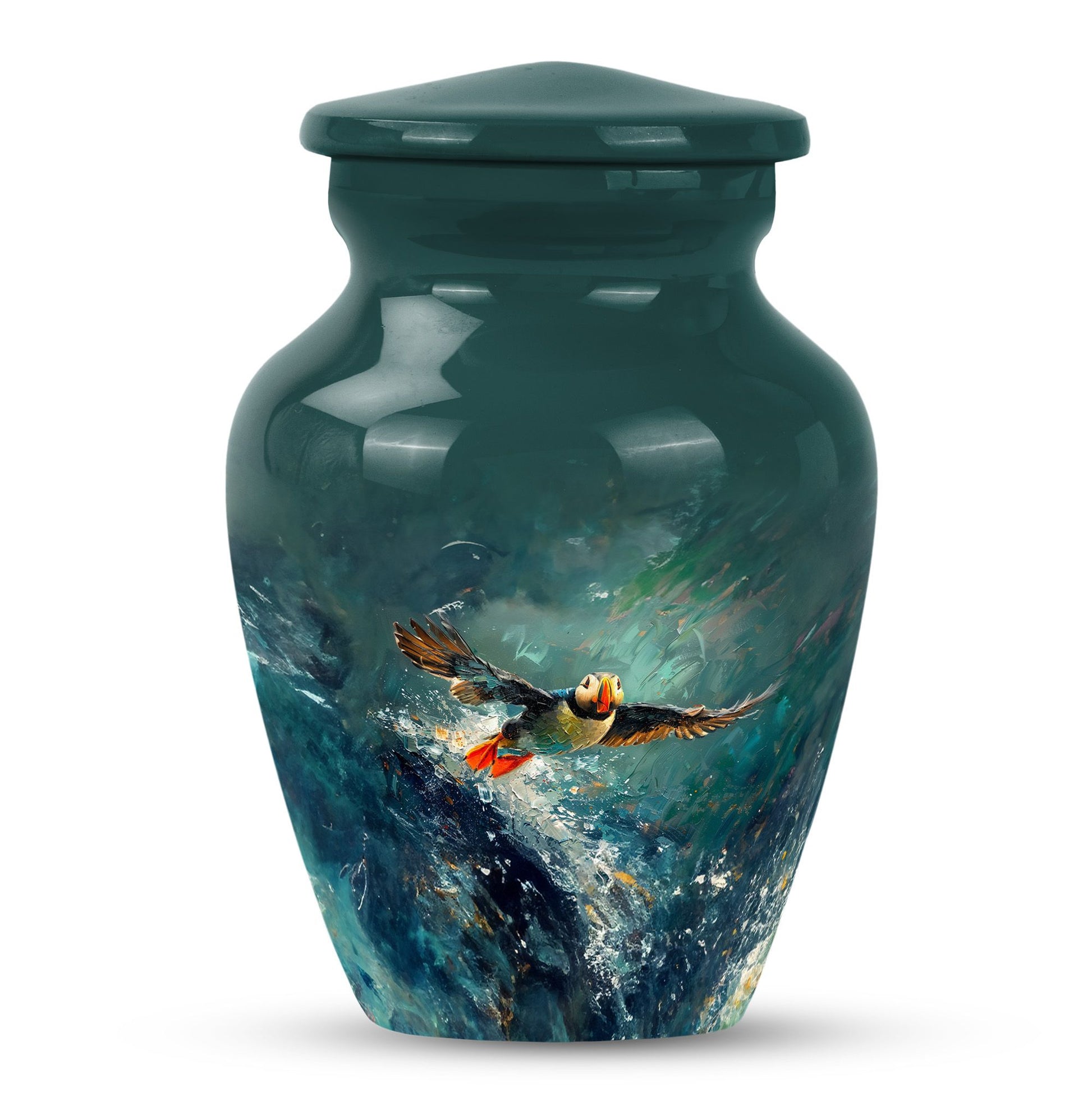 Classic 10-inch Puffin Bird Urn for cremation ashes