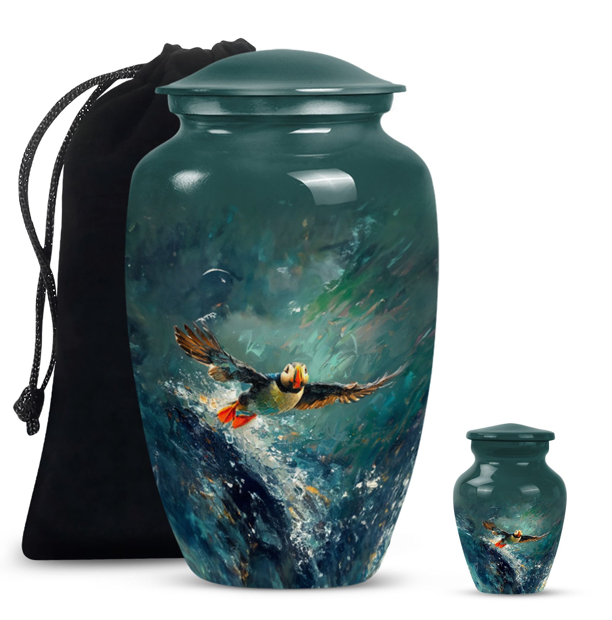 Classic 10-inch Puffin Bird Urn for cremation ashes