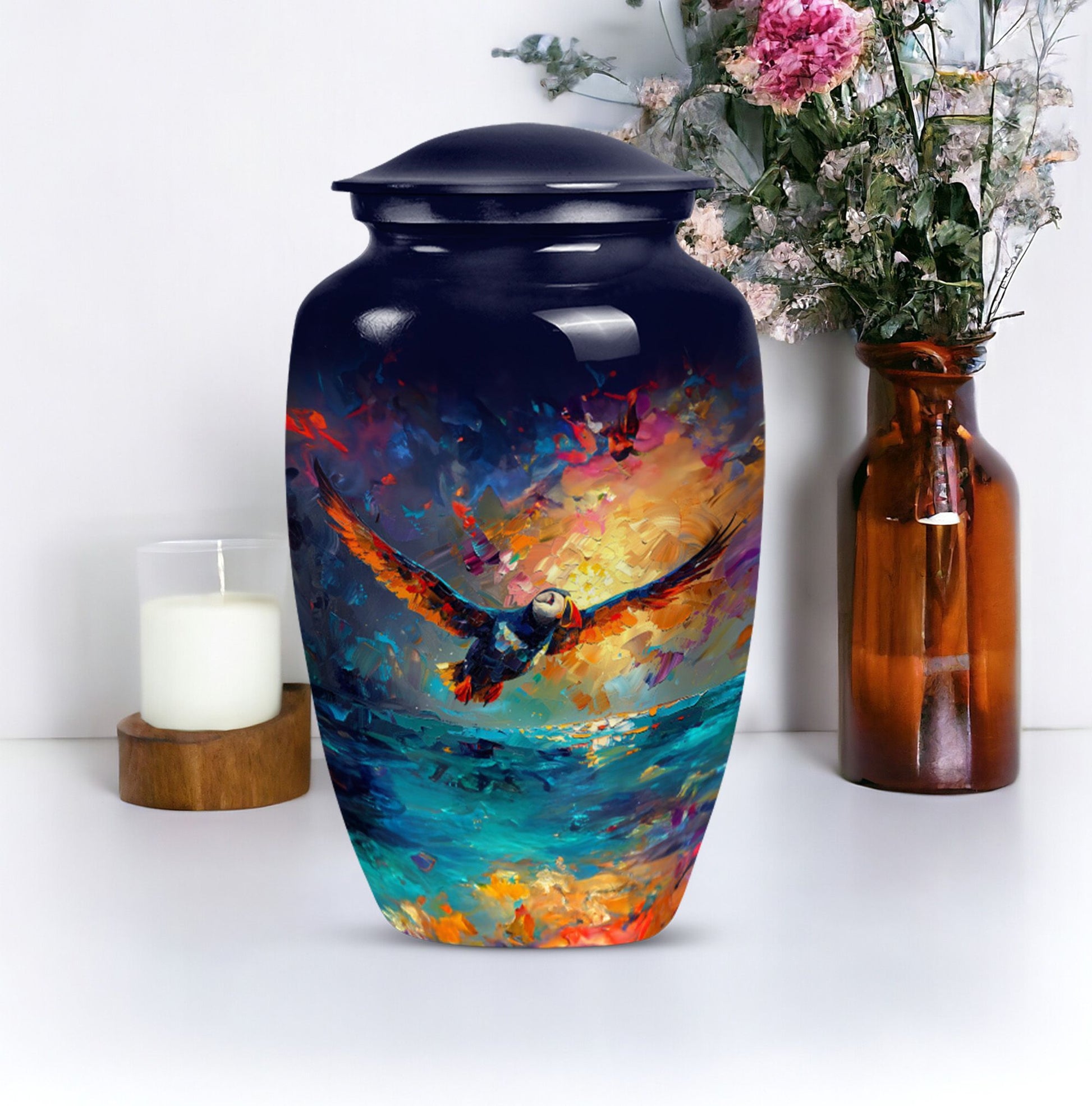 10-inch Classic Puffin Bird Urn made