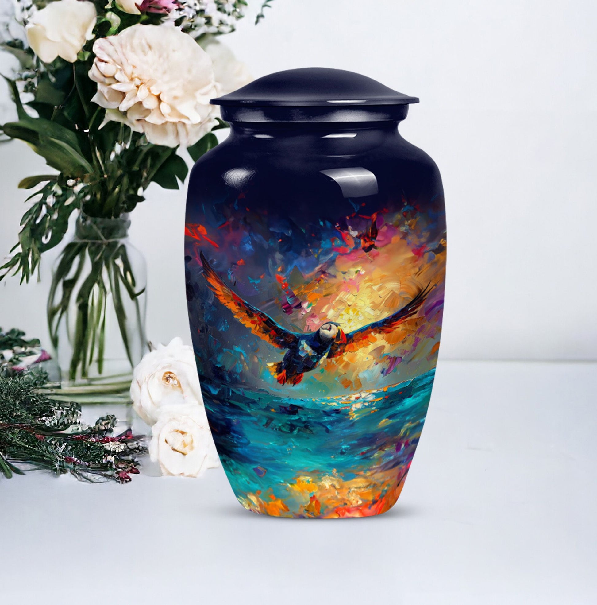 10-inch Classic Puffin Bird Urn made