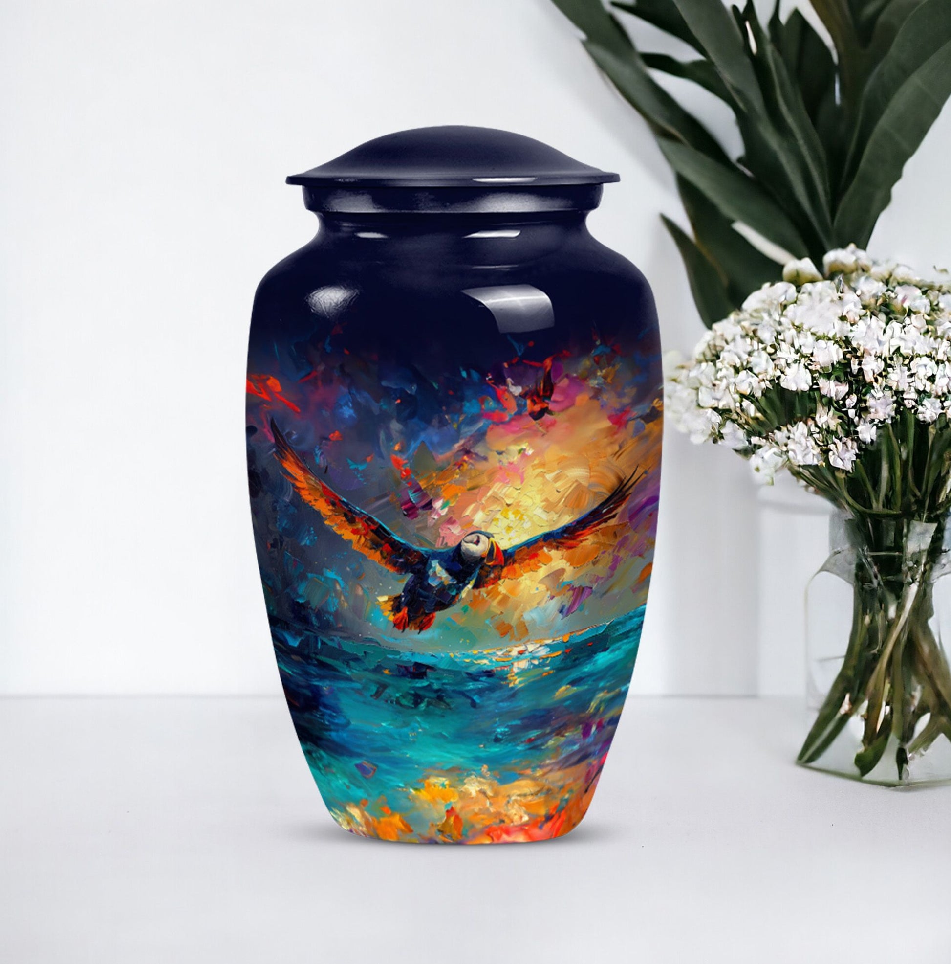 10-inch Classic Puffin Bird Urn made