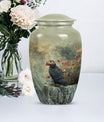 puffin bird design cremation large urn for burial ashes