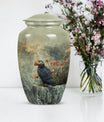 puffin bird design cremation large urn for burial ashes