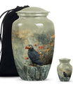 puffin bird design cremation large urn for burial ashes