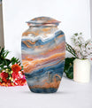 Vibrant Swirl urn for ashes with personalization option.