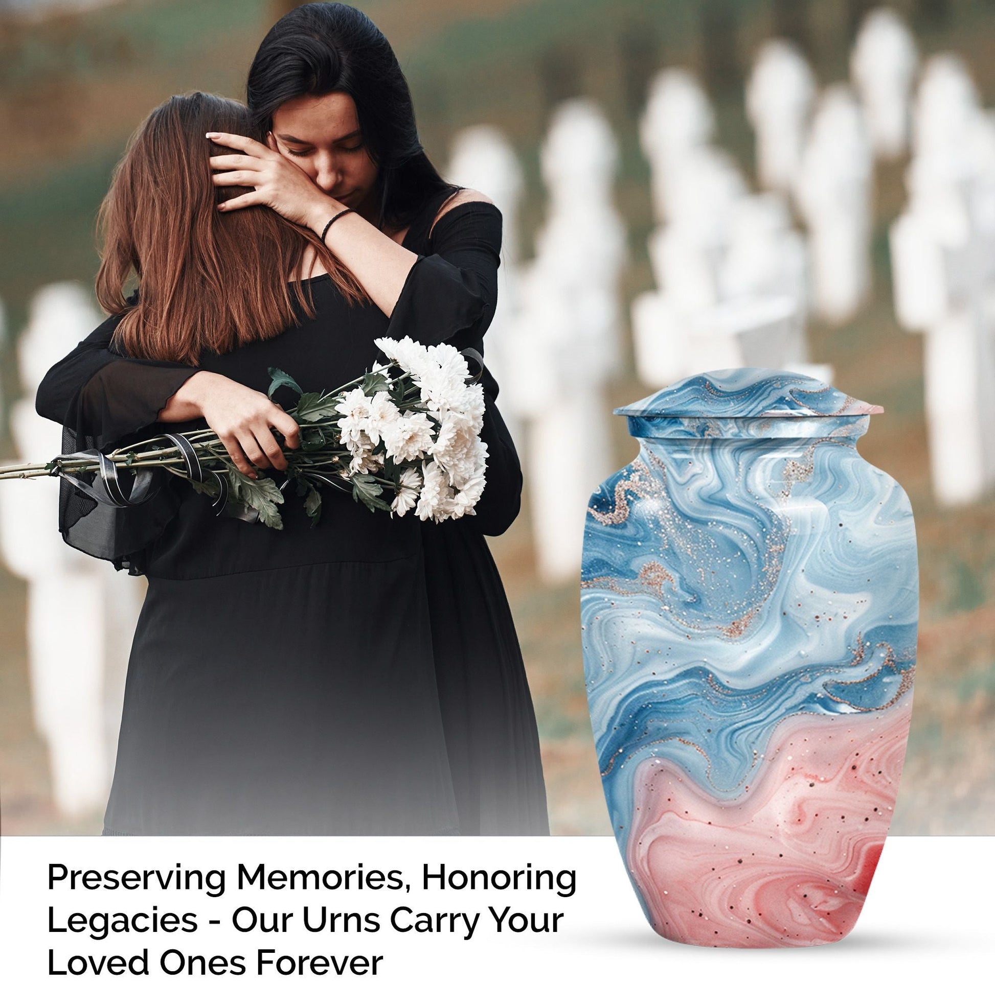 Snowflakes Urn: Signature Eternity Remembrance Cremation Storage