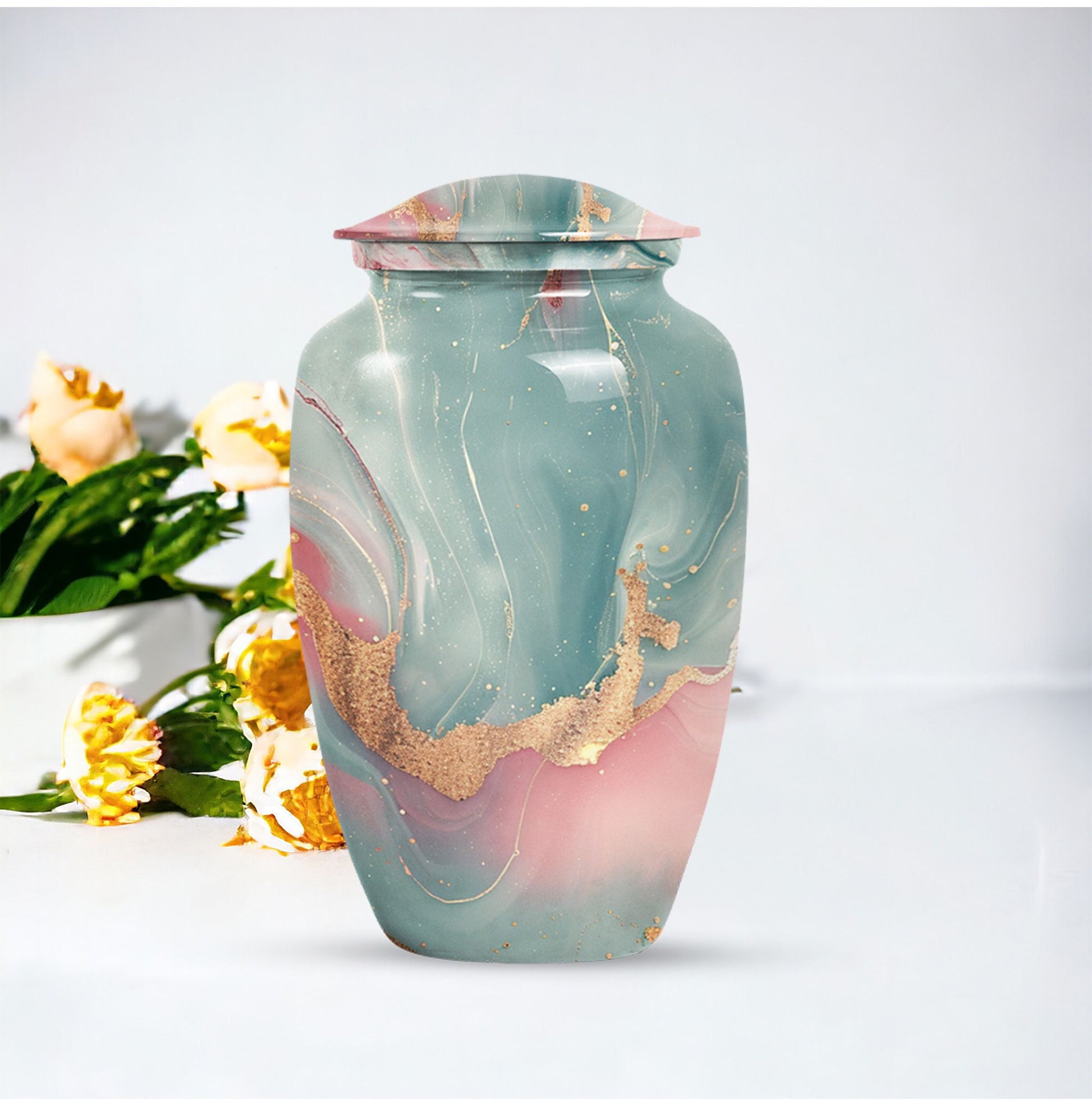 abstract urn in aluminium for adult male cremation