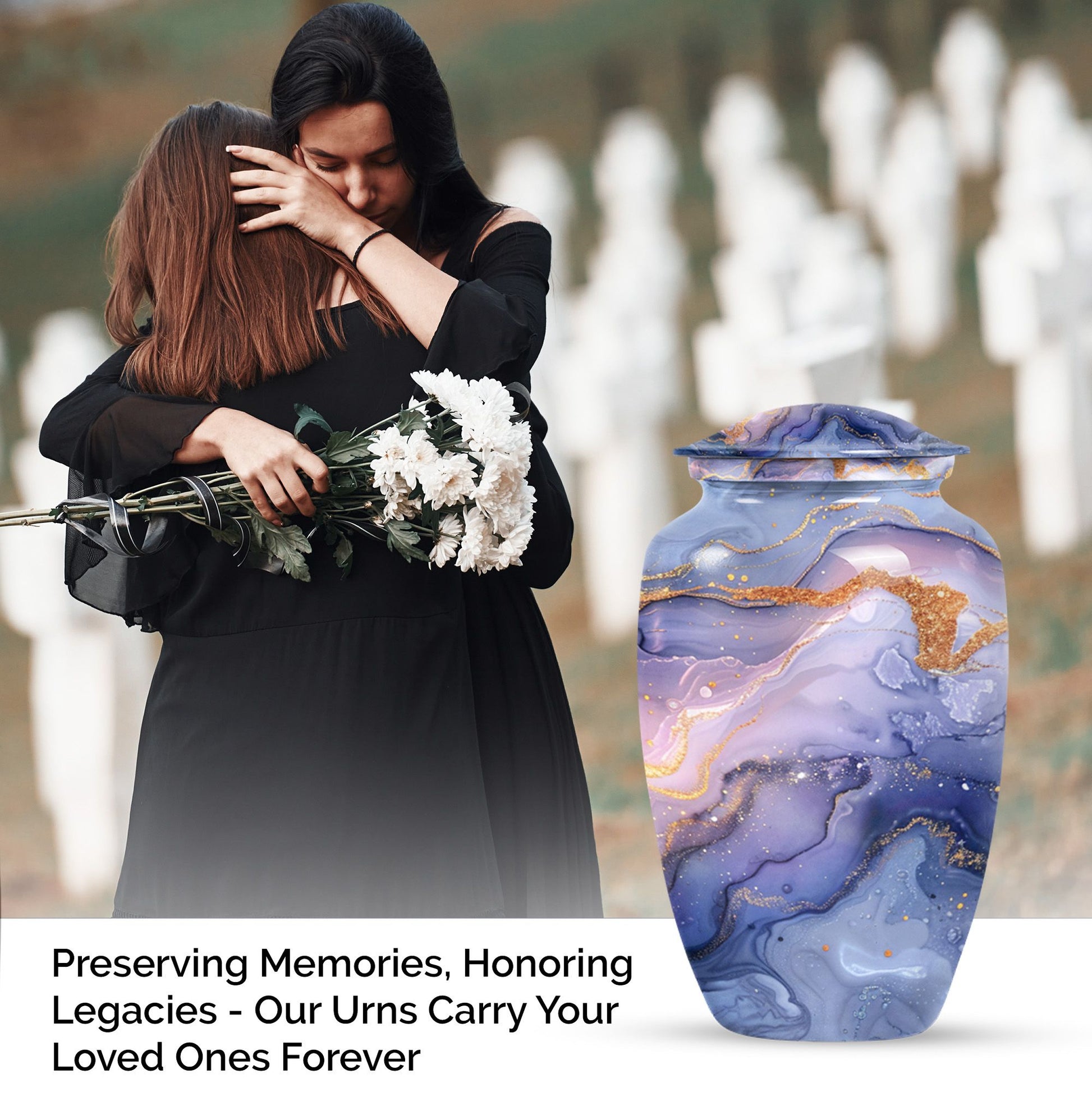 Abstract Urn in Classic design, memorial urn for male ashes