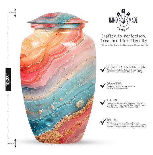 10-inch classic abstract urn for mom's ashes.