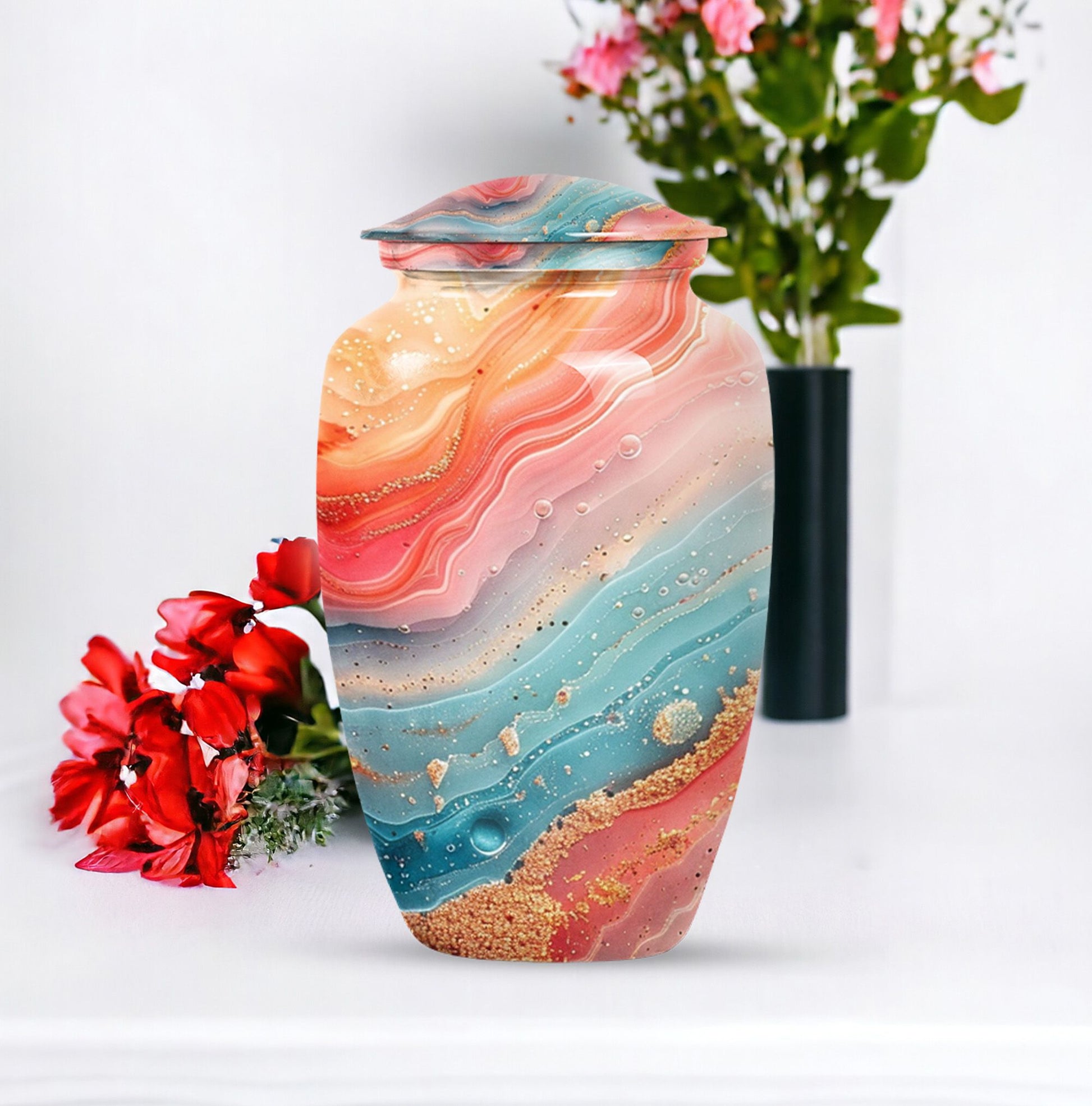 10-inch classic abstract urn for mom's ashes.