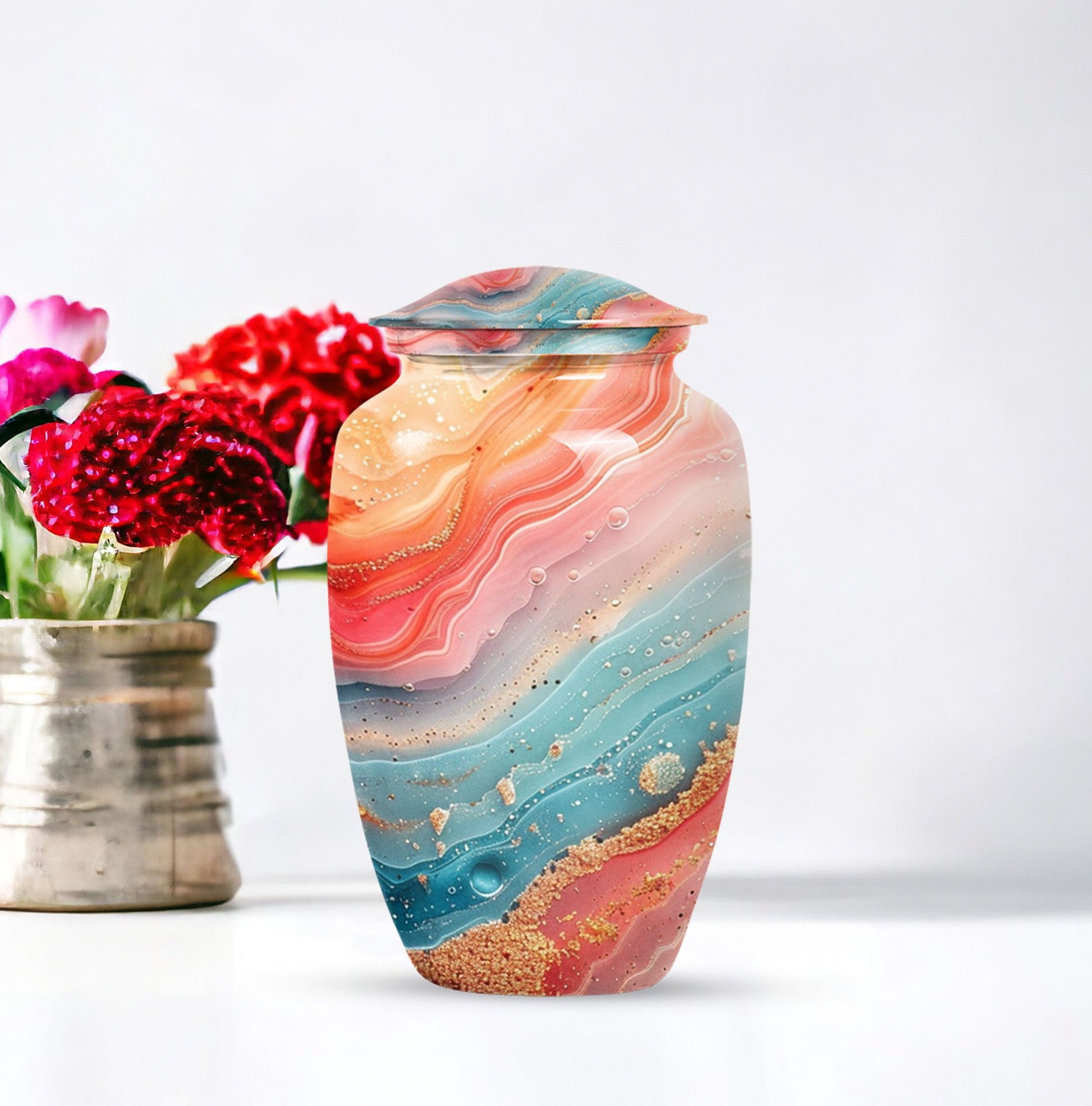 10-inch classic abstract urn for mom's ashes.