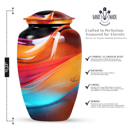 abstract aluminium urn for human ashes.