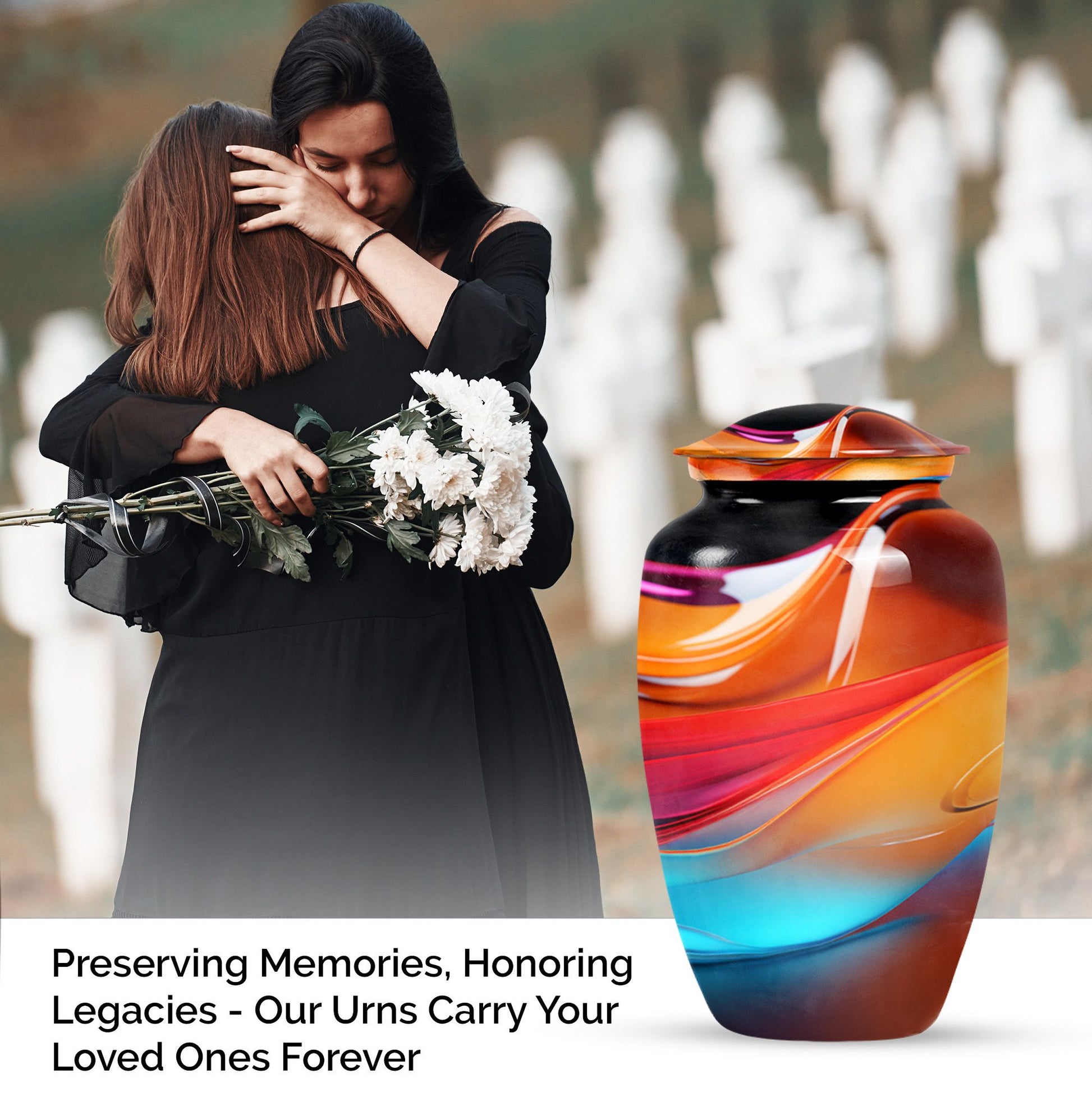 abstract aluminium urn for human ashes.