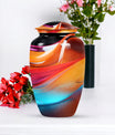 abstract aluminium urn for human ashes.