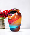 abstract aluminium urn for human ashes.