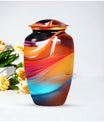 abstract aluminium urn for human ashes.