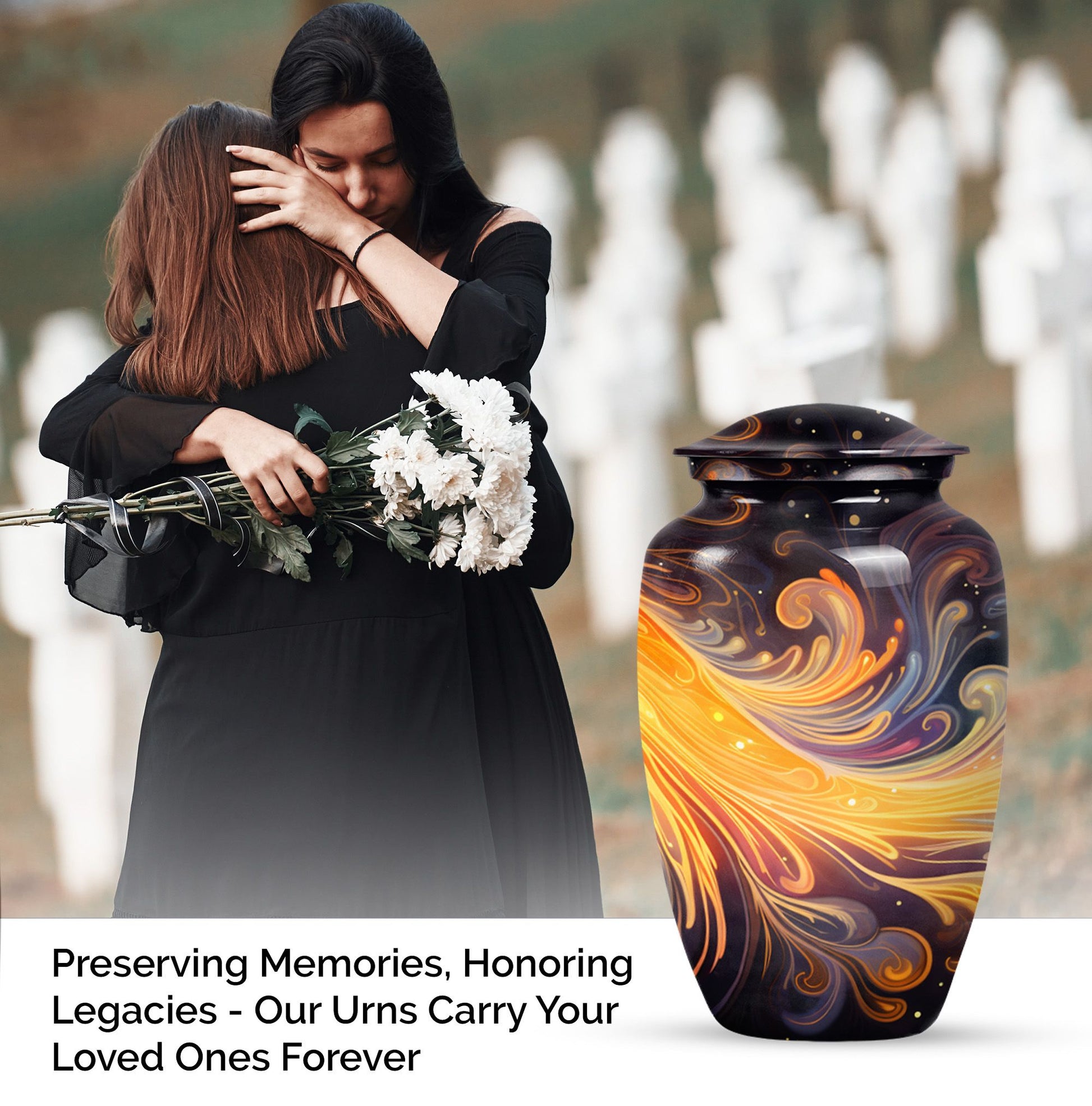 Abstract 10-inch Classic Urn, ideal memorial urns.