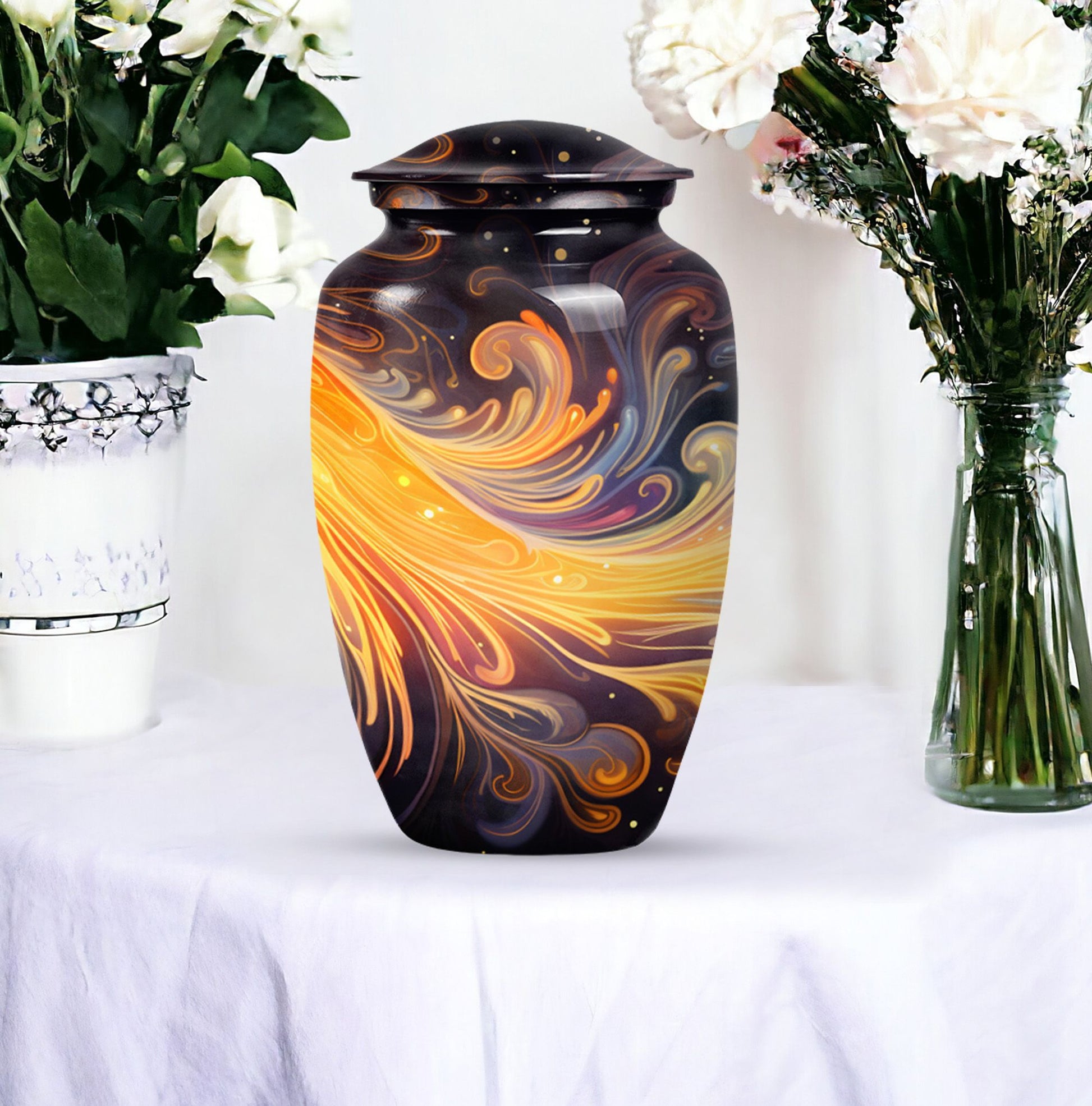 Abstract 10-inch Classic Urn, ideal memorial urns.