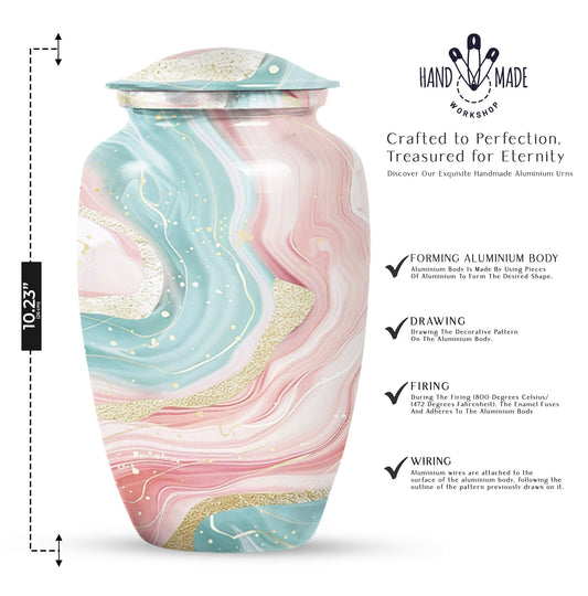 Abstract Urn, classic aluminium cremation funeral urn