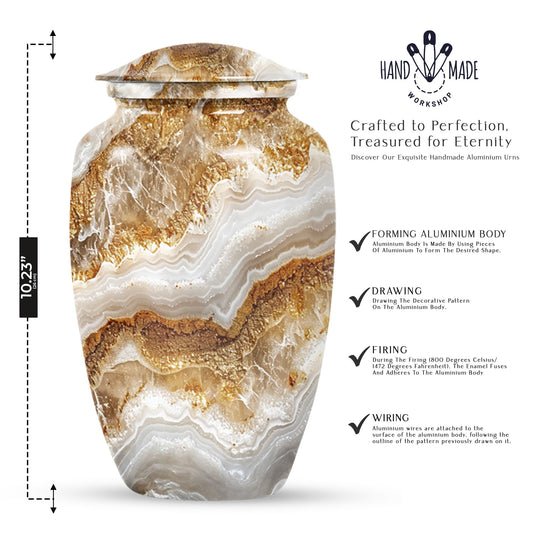 Classic Abstract Urn made of aluminium for cremation ashes.